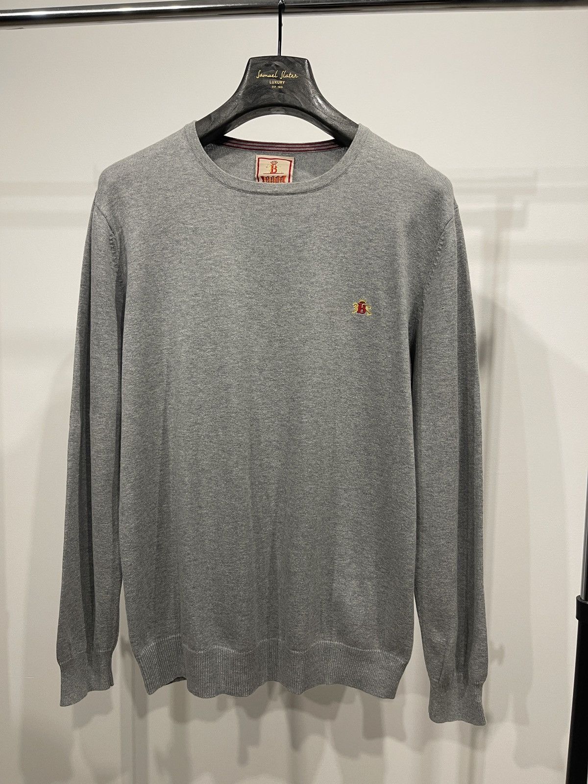 Baracuta Baracuta Luxury Mid-Grey Marl Cotton Knit Crewneck Sweater L Size US L / EU 52-54 / 3 - 2 Thumbnail