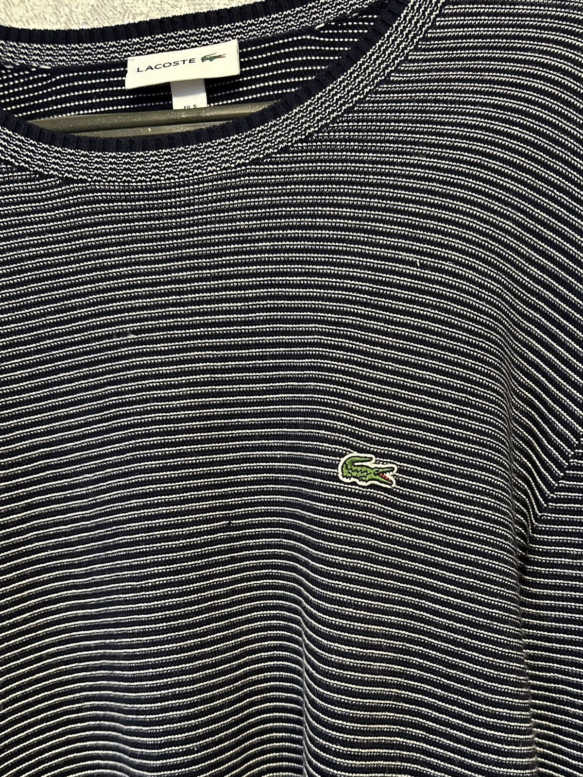 Lacoste Lacoste retro y2k OOs Navy Striped jumper pull knitwear Size US L / EU 52-54 / 3 - 4 Thumbnail