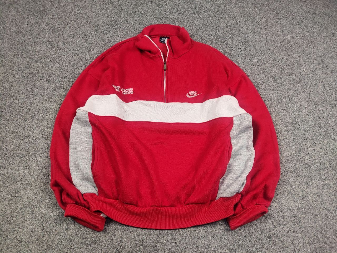Nike Vintage 80's NIke Oregon USA TST Red Pullover Zip Sweatshirt Size US L / EU 52-54 / 3 - 2 Thumbnail