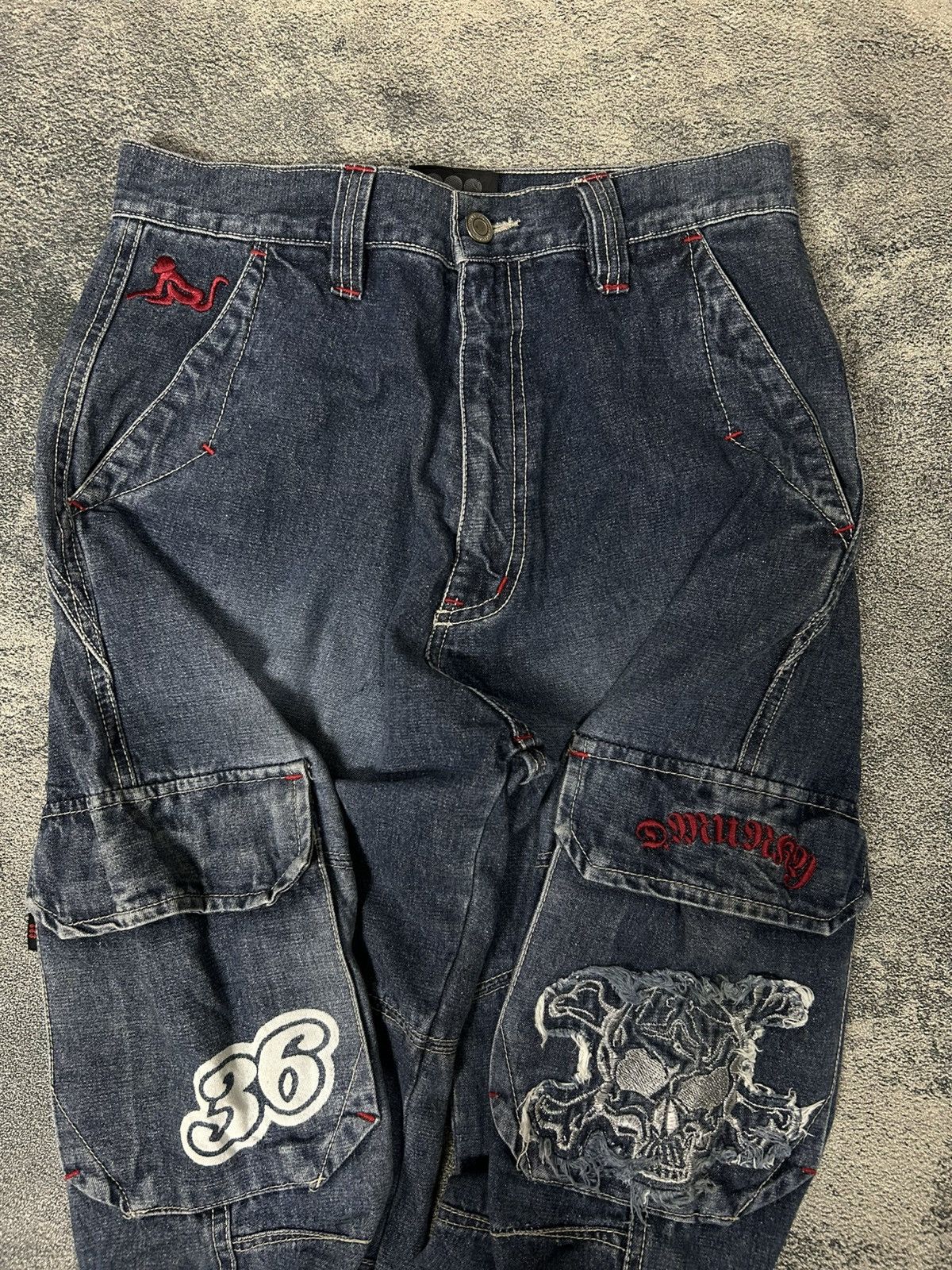 DrunknMunky Y2k Vtg Drunknmunky Baggy Jeans Embroidered Skull Size US 28 / EU 44 - 7 Thumbnail