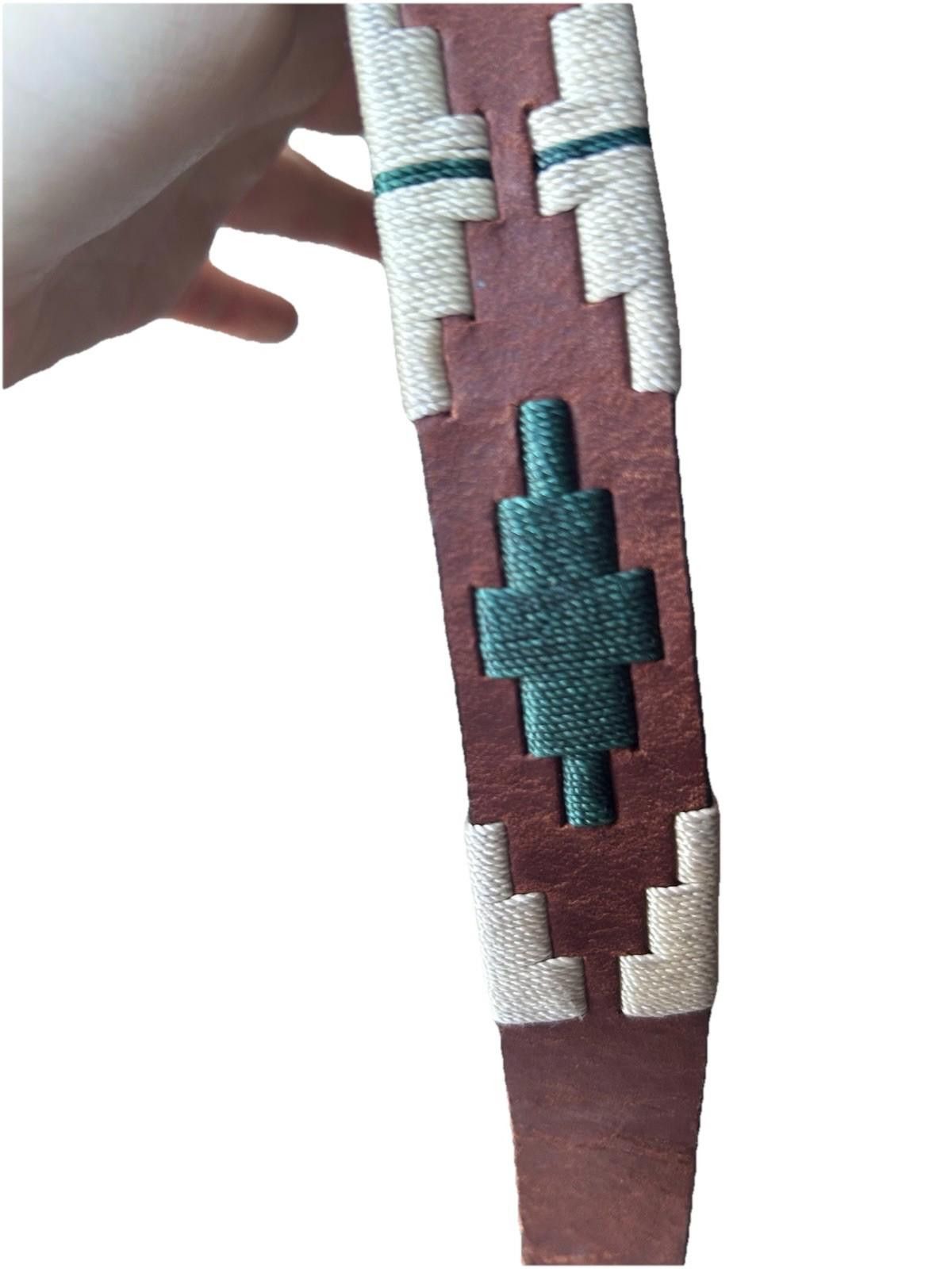 Sid Mashburn Sid Mashburn Embroidered Leather Belt Handmade brown green Size ONE SIZE - 4 Thumbnail