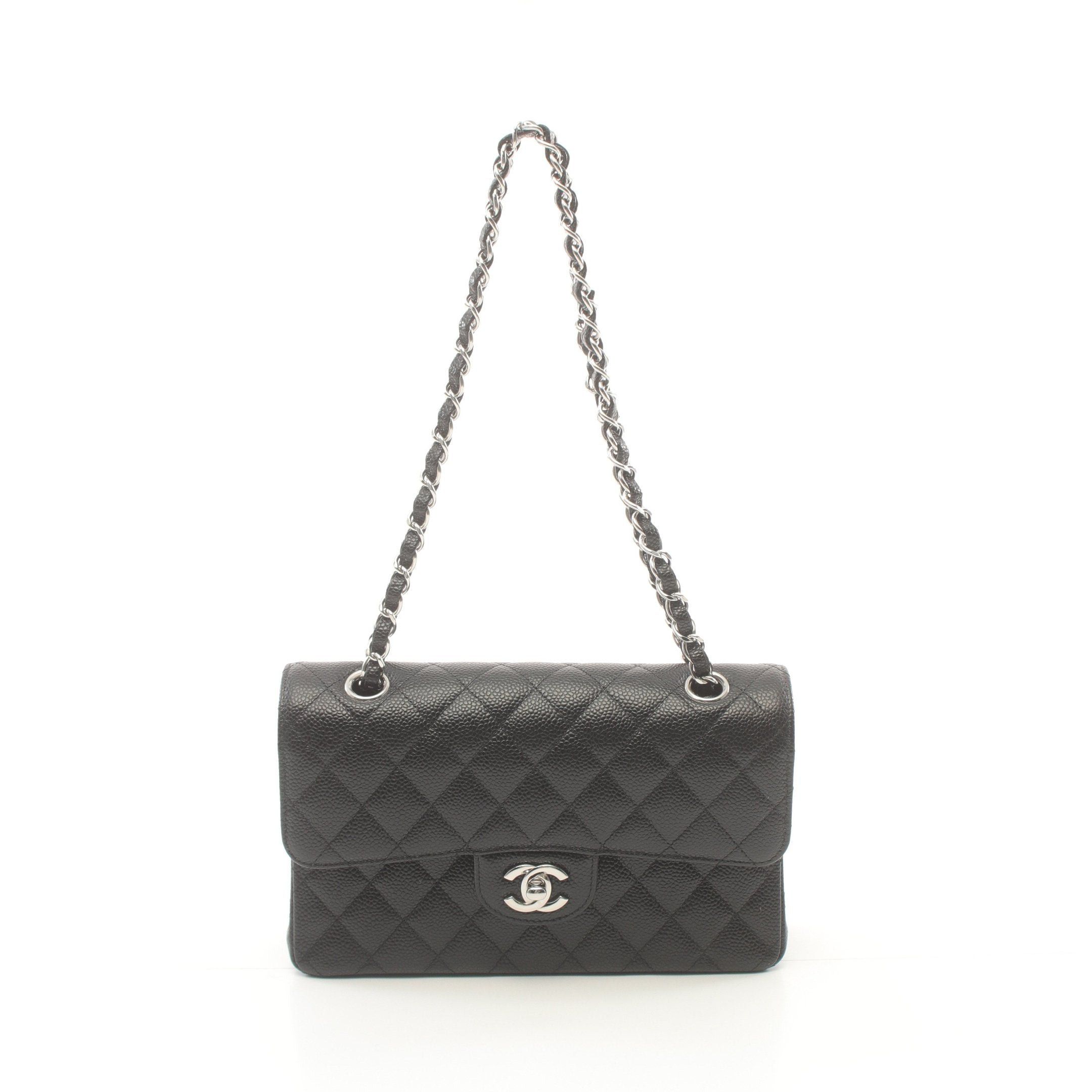 Chanel Chanel Matelasse Double Flap Chain Shoulder Bag Caviar Skin Black Silver Hardware Size ONE SIZE - 1 Thumbnail