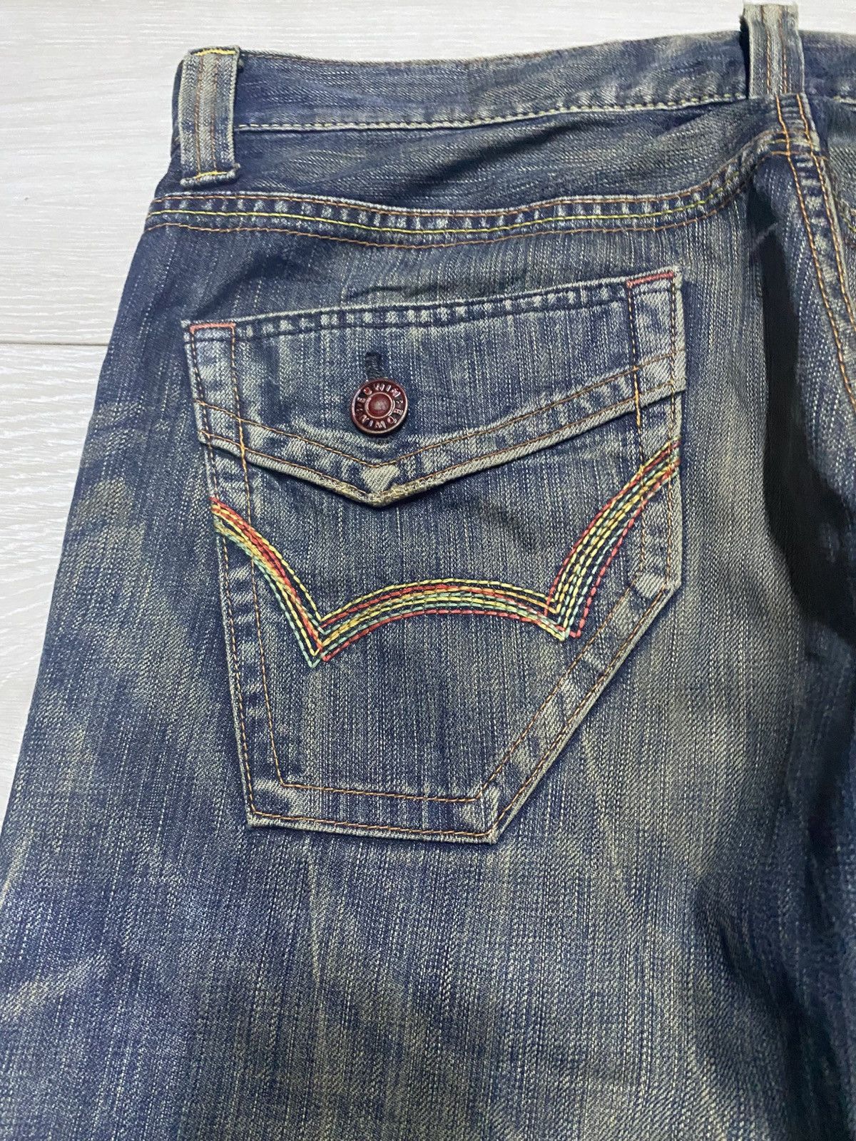 Junya Watanabe Vintage Edwin 503 Blue Trip Thunder Mud Wash Baggy Jeans Size US 36 / EU 52 - 11 Thumbnail
