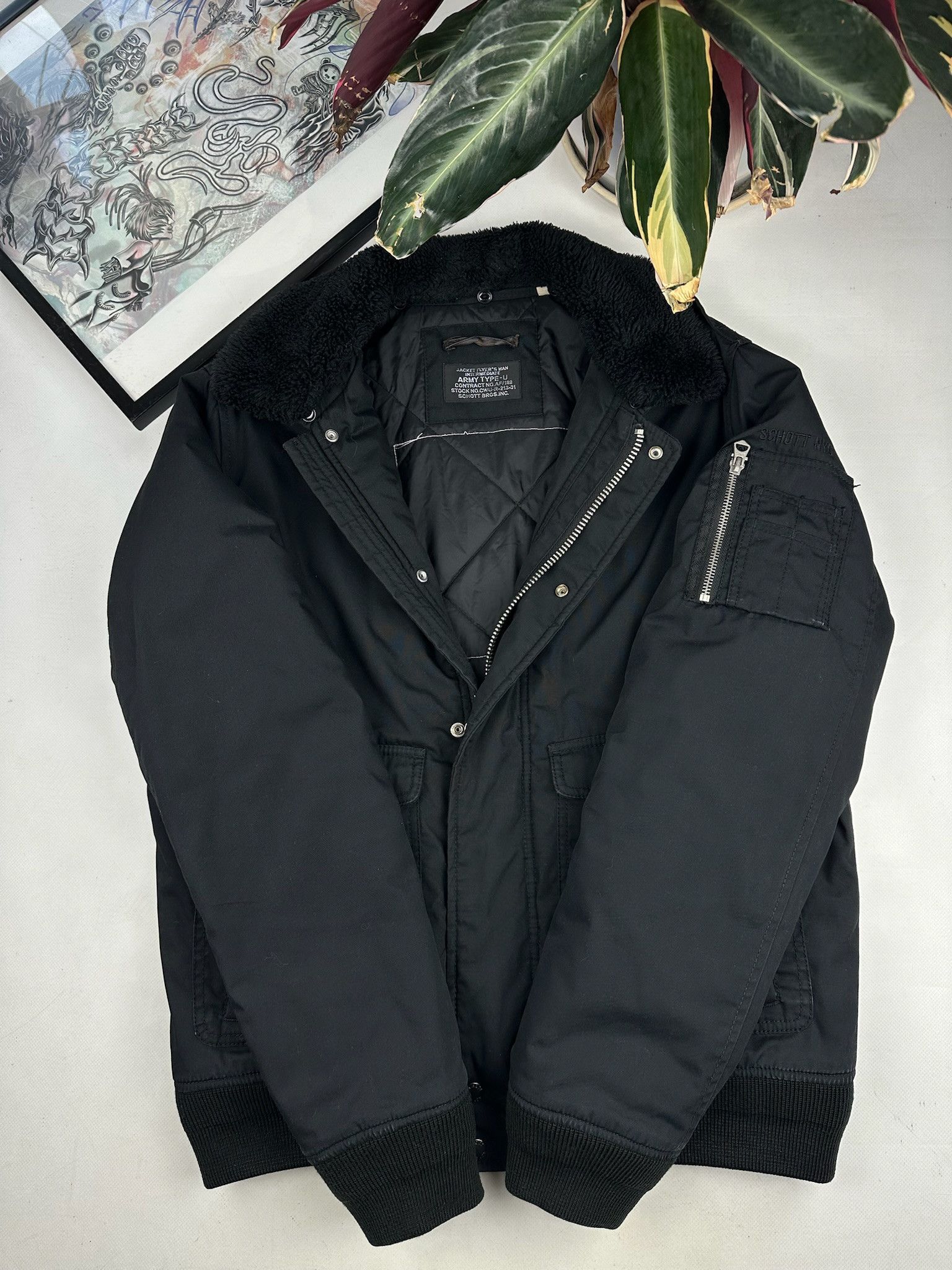 Schott Schott Bomber jacket Army Type US Size XL / US 12-14 / IT 48-50 - 2 Thumbnail