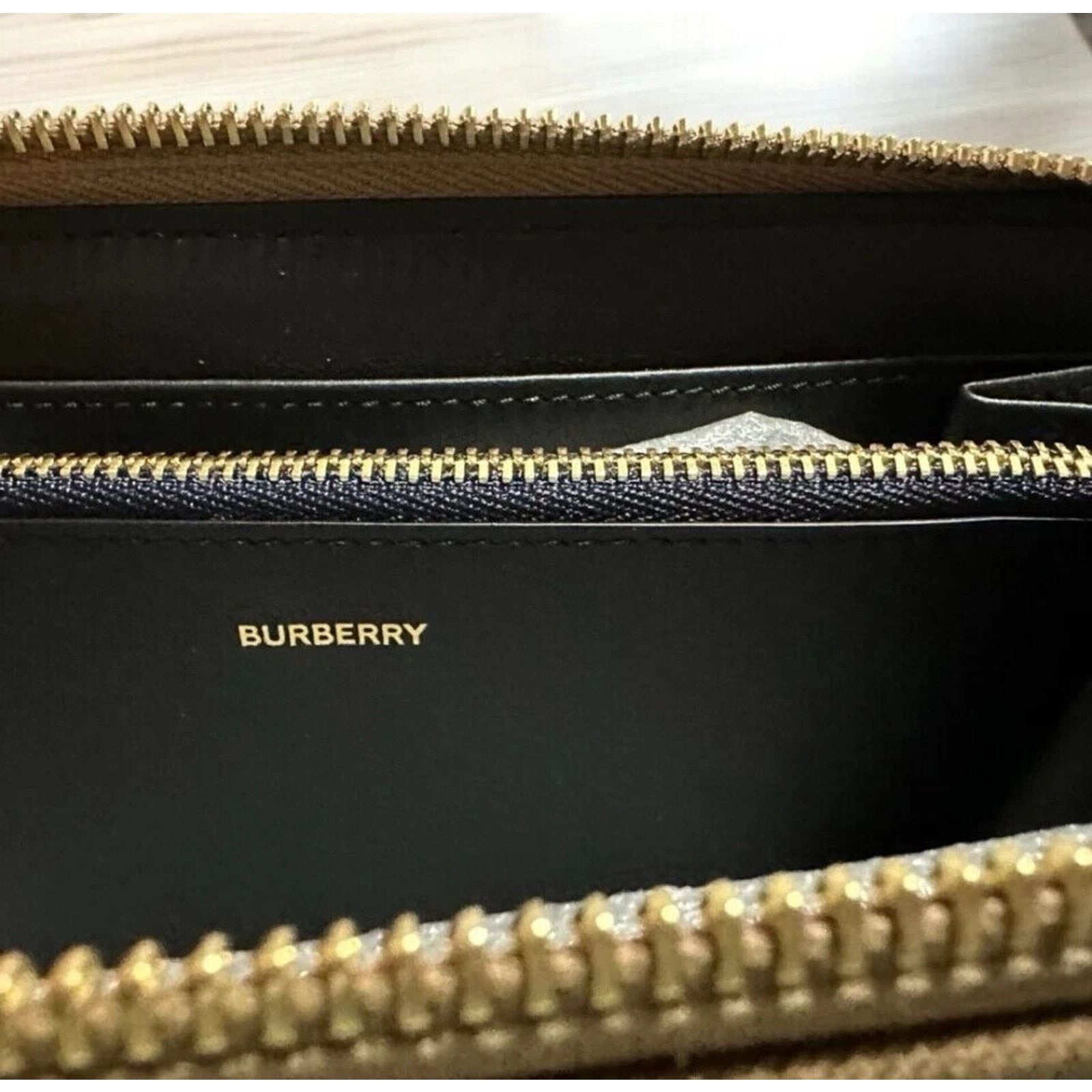 Burberry BURBERRY BLUE LEATHER CHECK CANVAS ZIP CONTINENTAL WALLET Size ONE SIZE - 3 Thumbnail