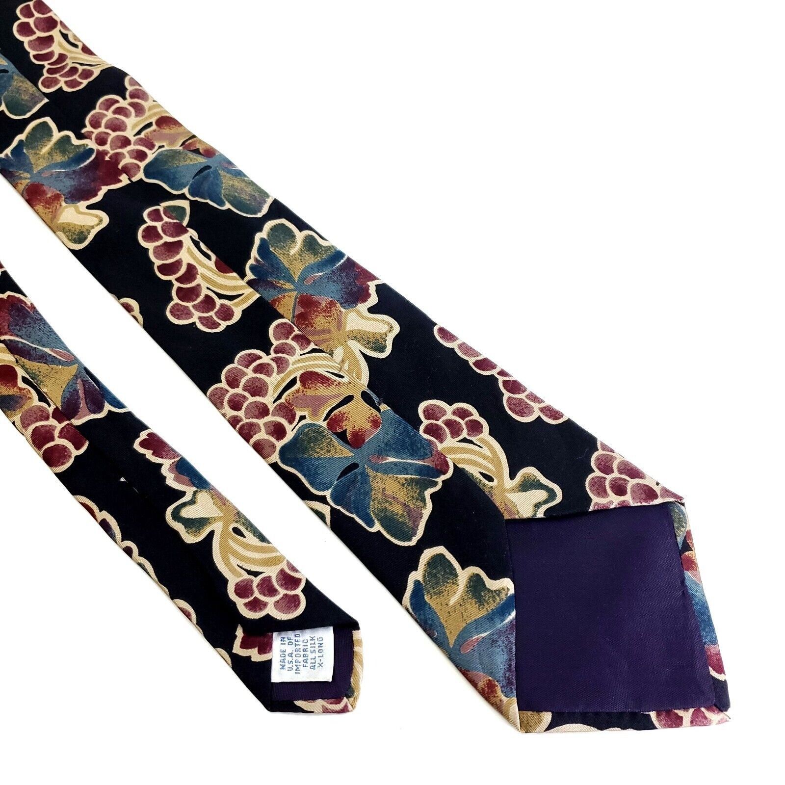Designer Unbranded Silk Tie Print Black Floral Long Size ONE SIZE - 4 Thumbnail