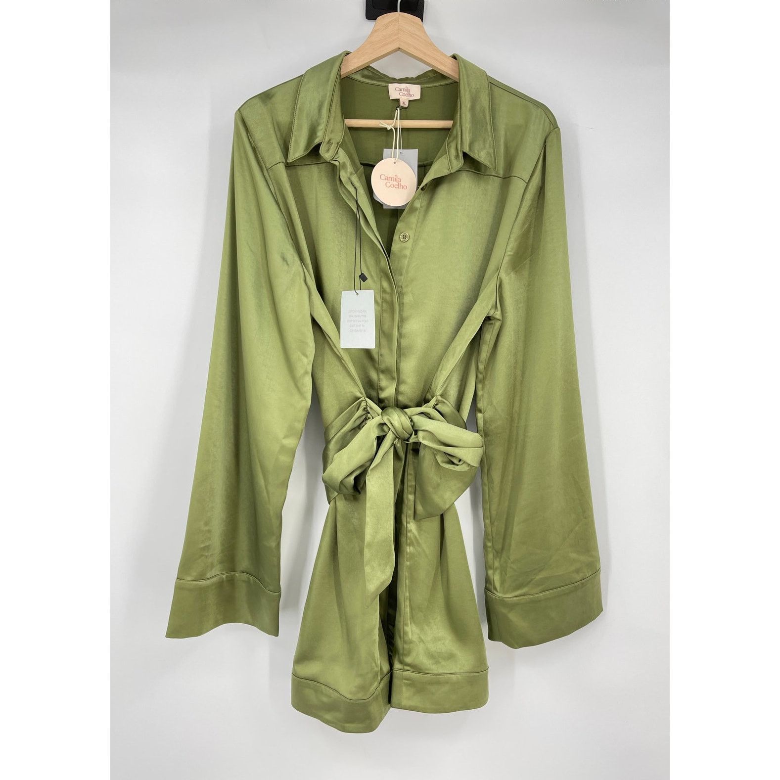 Camila Coelho NWT Priscilla Mini Dress in Sage Satin XL