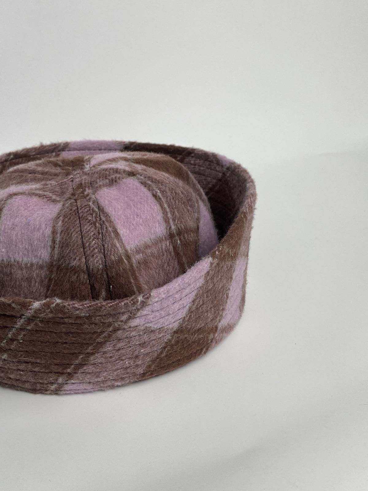 Japanese Brand Retro Pink Brown Plaid Beret Sailor Hat Y2K French Girl OS Size ONE SIZE - 8 Thumbnail