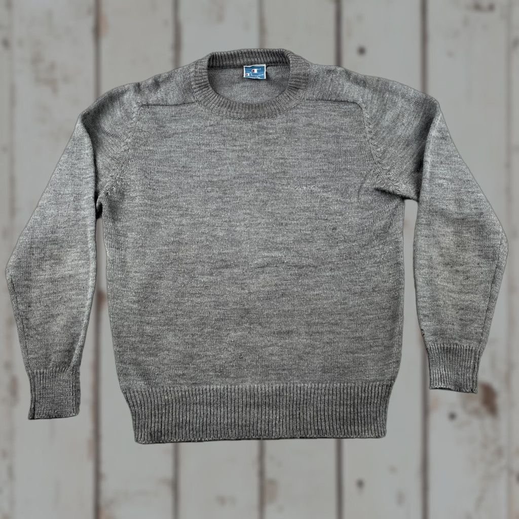 Champion VINTAGE Champion Knit Sweater Large Storm Gray Nylon Glorieta Pullover Mens 90s Classic Size US L / EU 52-54 / 3 - 1 Thumbnail