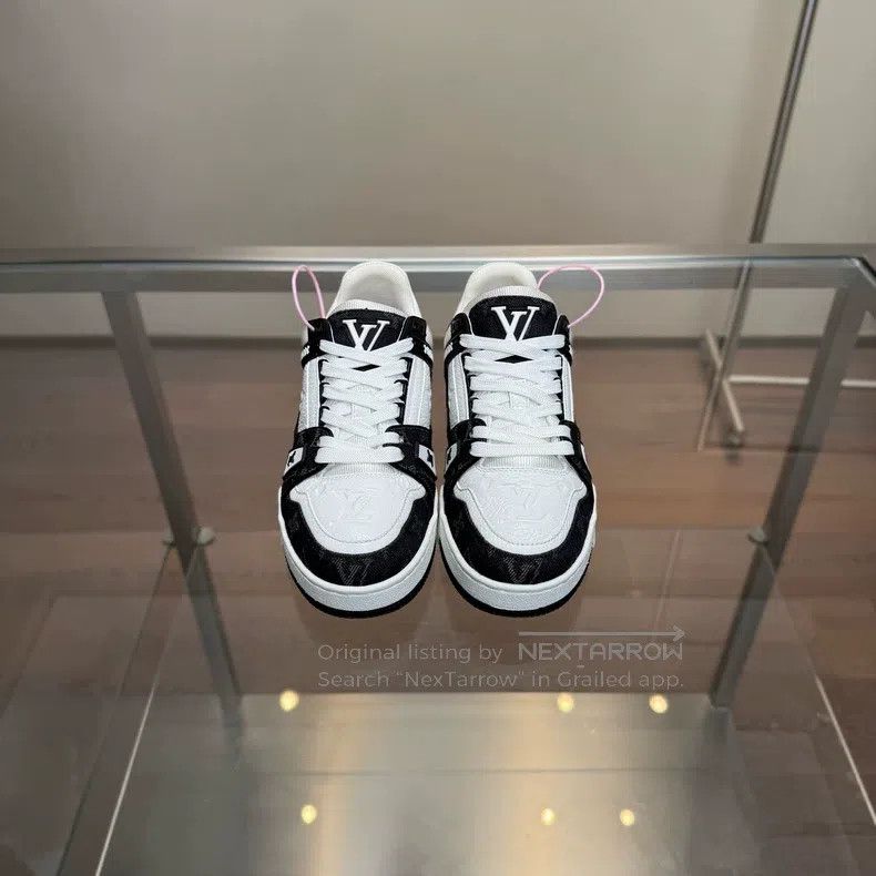 Louis Vuitton Louis Vuitton Trainer Black and White Denim shoes Size US 6 / IT 36 - 1 Thumbnail