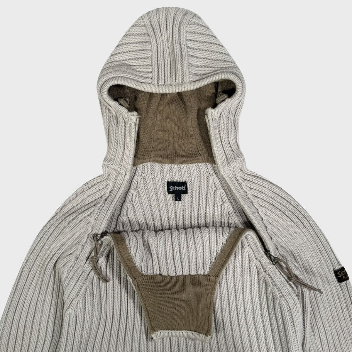 Schott × Vintage RARE 2000’s vintage Schott Double Zippers Balaclava Sweater Size US S / EU 44-46 / 1 - 4 Thumbnail