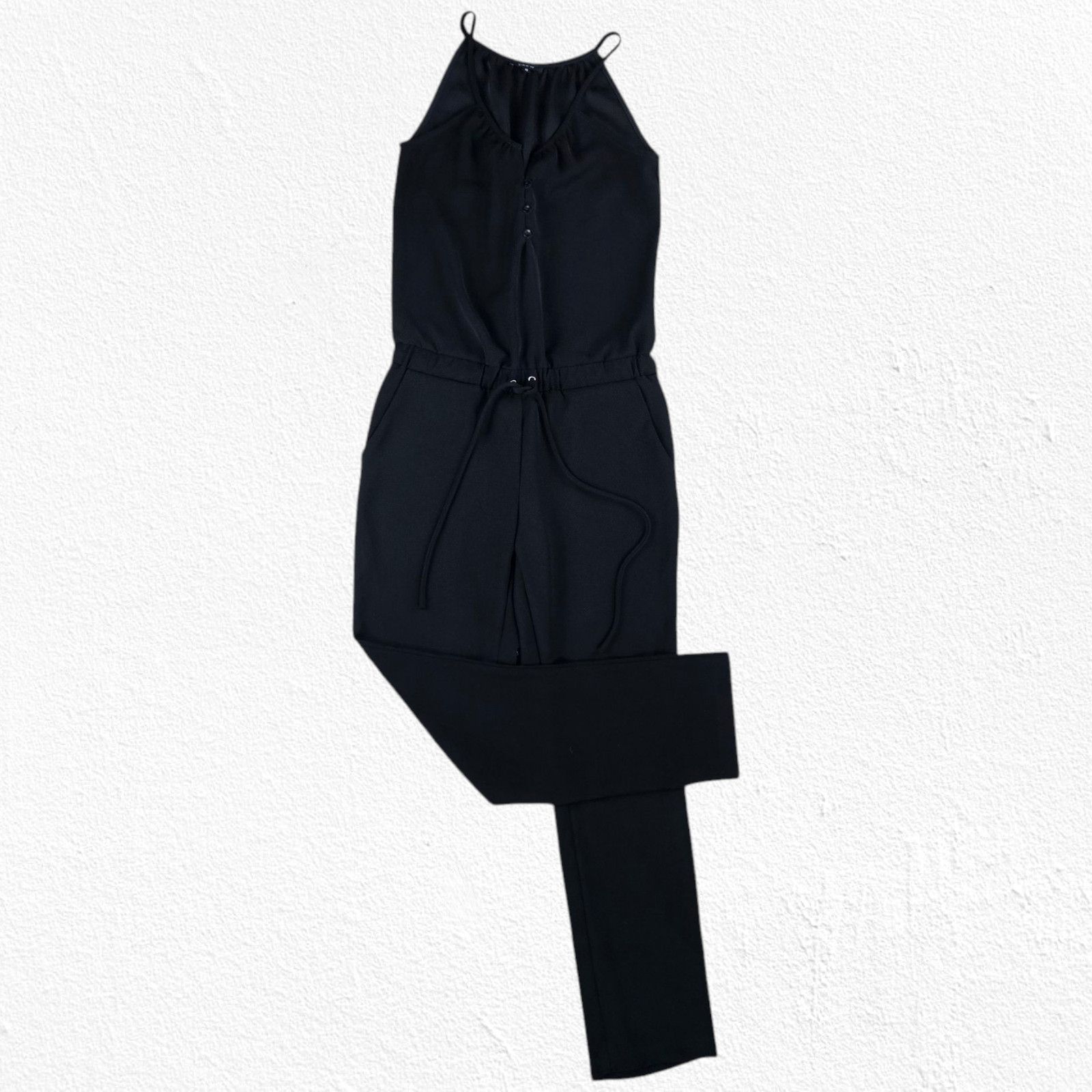 Drew Drew Black V Neck Drawstring Waist Jumpsuit Size Small Size 28" / US 6 / IT 42 - 10 Thumbnail
