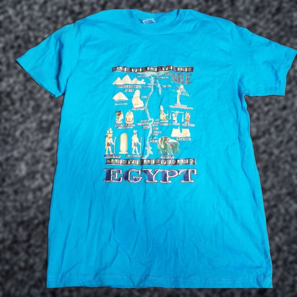 Vintage VINTAGE Egypt The Nile Map Graphic T Shirt Mens XL Blue Cotton 90s Vintage Graphic Tee Sherty Shirt Size US XL / EU 56 / 4 - 1 Thumbnail