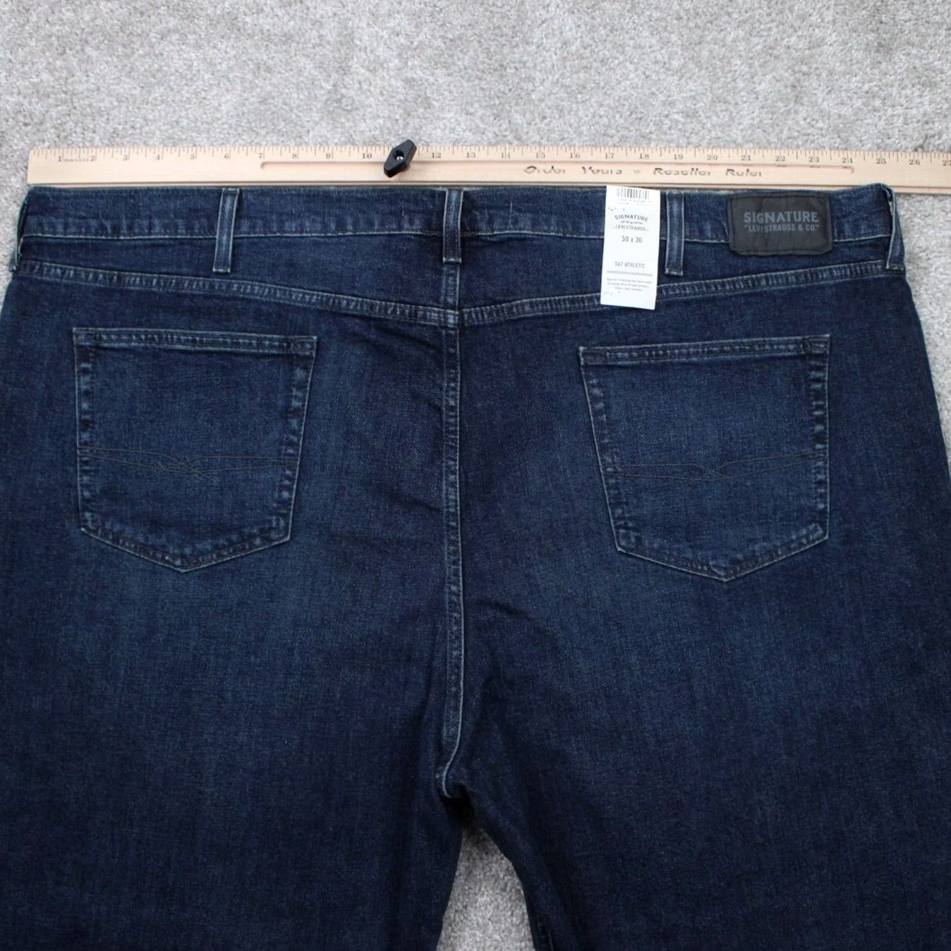 Levi's Signature by Levi Strauss Jeans Mens 50x30 Blue Athletic Premium Flex 5-Pocket Denim Jeans Straight Size US 34 / EU 50 - 7 Thumbnail