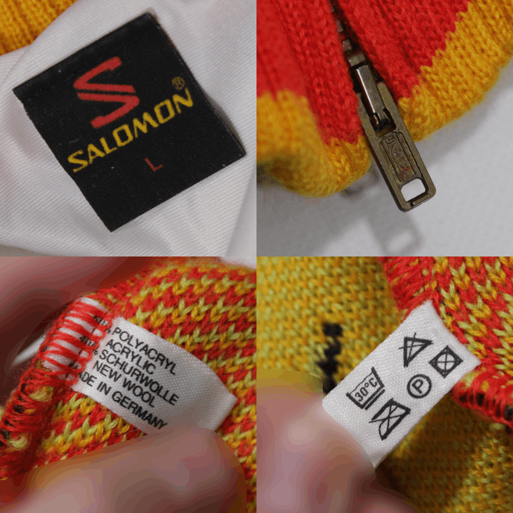Salomon 80S Acid Big Logo Multicolor Ski Heavy Knit Size US L / EU 52-54 / 3 - 10 Thumbnail
