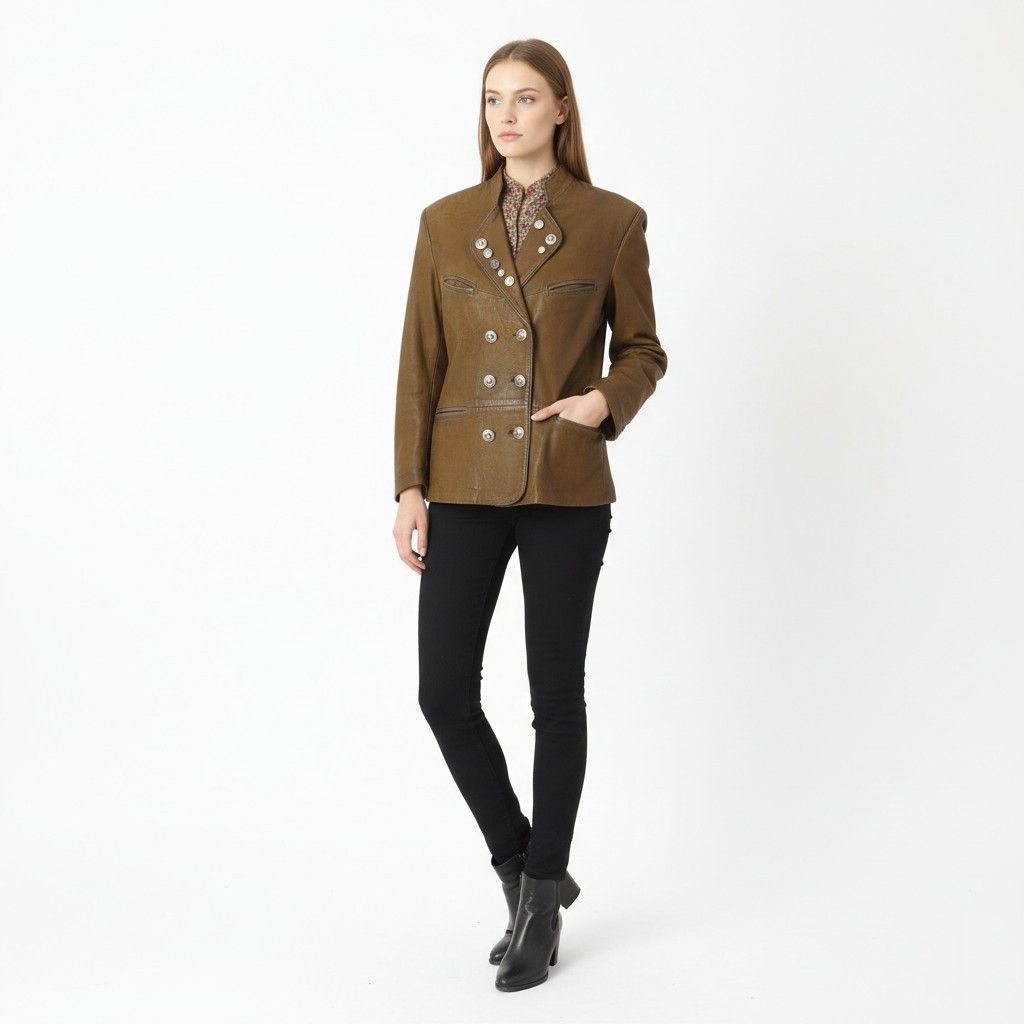 Vintage Vintage Women 36 S Jacket Brown Leather Tyrol 0739 Size S / US 4 / IT 40 - 1 Thumbnail