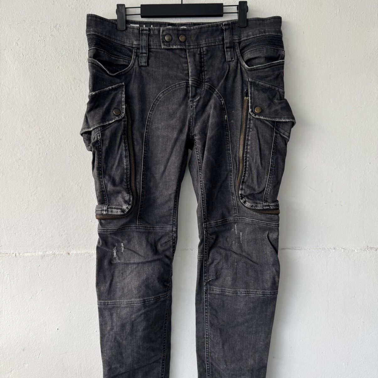 Faith Connexion Cargo zipper biker stone wash jeans Size US 34 / EU 50 - 2 Thumbnail