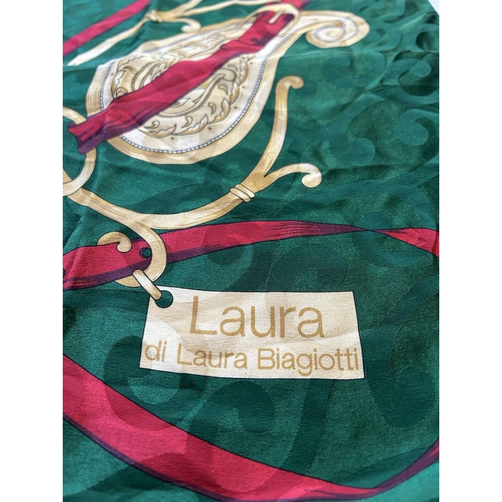 Laura Biagiotti LAURA BIAGIOTTI Green Equestrian Silk Scarf H.Made In Italy Size ONE SIZE - 7 Thumbnail