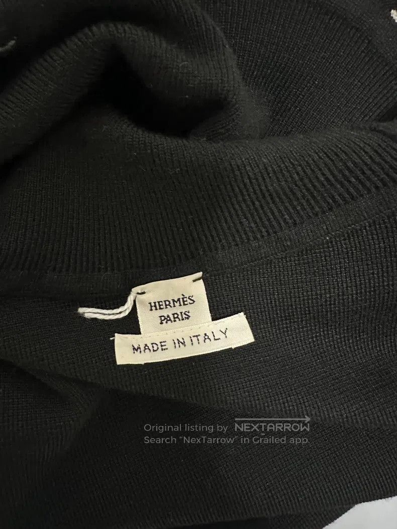 Hermes Hermes Black and White Checkered High-Neck Knit Top Size XXS / US 00 / IT 34 - 6 Thumbnail