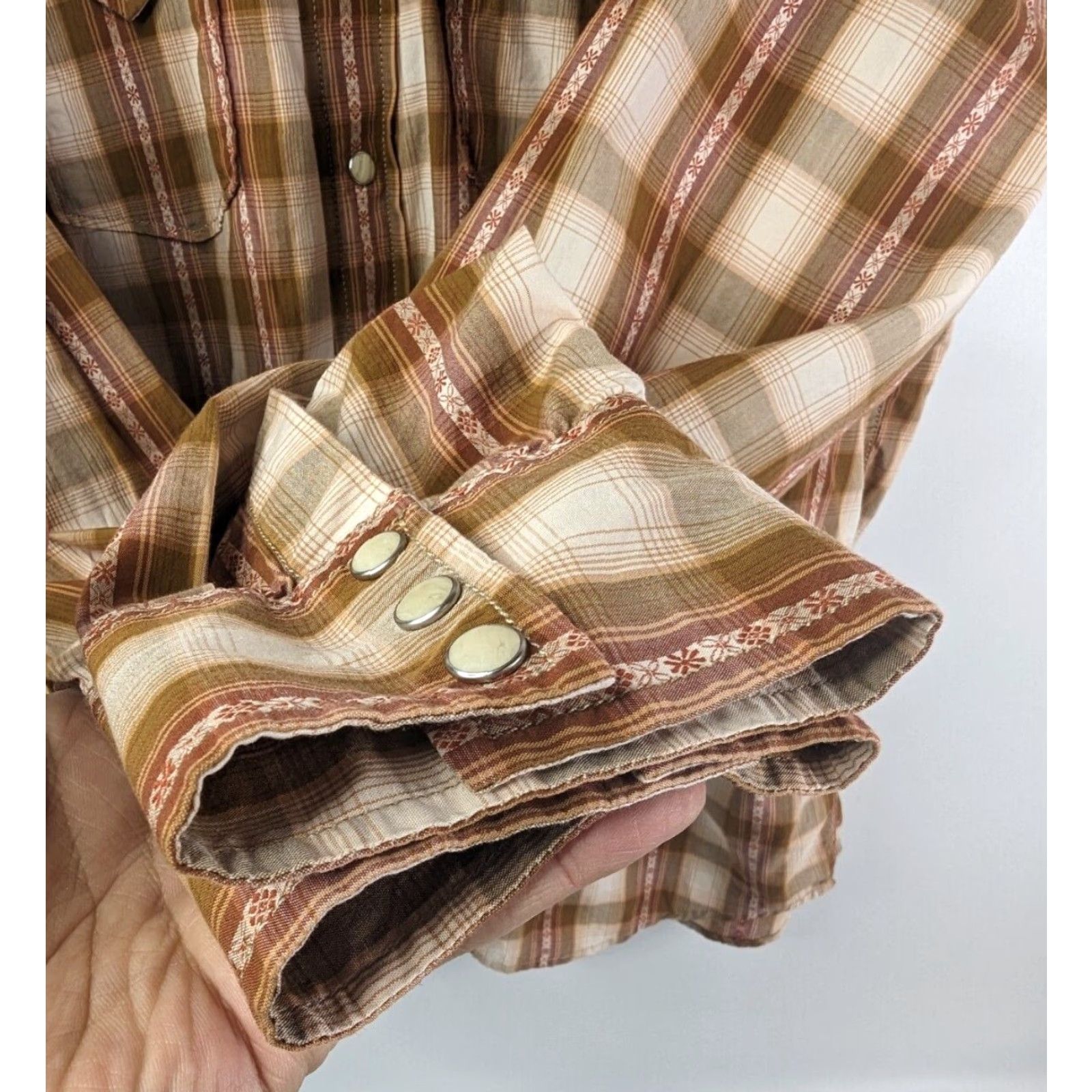 Lucky Brand Lucky Brand Shirt Men's 2XL Orange Western Plaid Pearl Snap Long Sleeve Cowboy Size US XXL / EU 58 / 5 - 3 Thumbnail