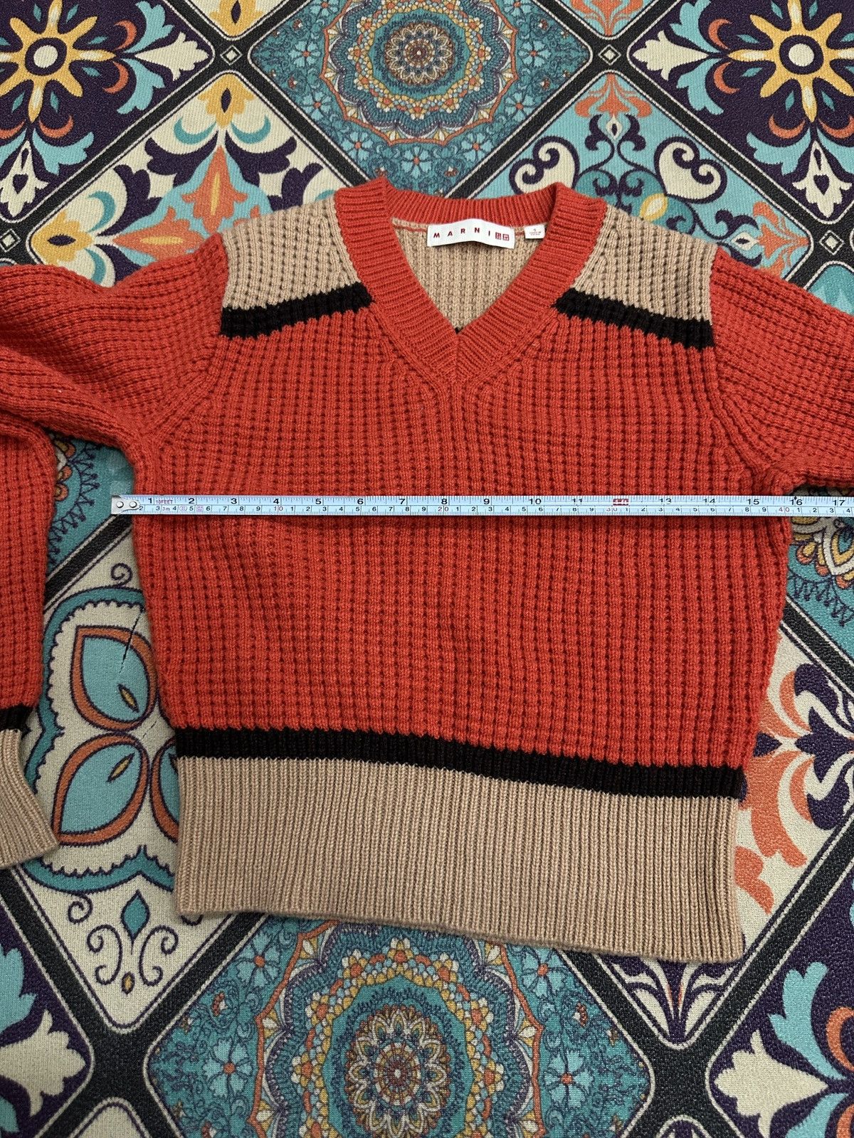 Marni × Uniqlo FW22 Marni x Uniqlo Orange Knitted V Neck Size US S / EU 44-46 / 1 - 3 Thumbnail