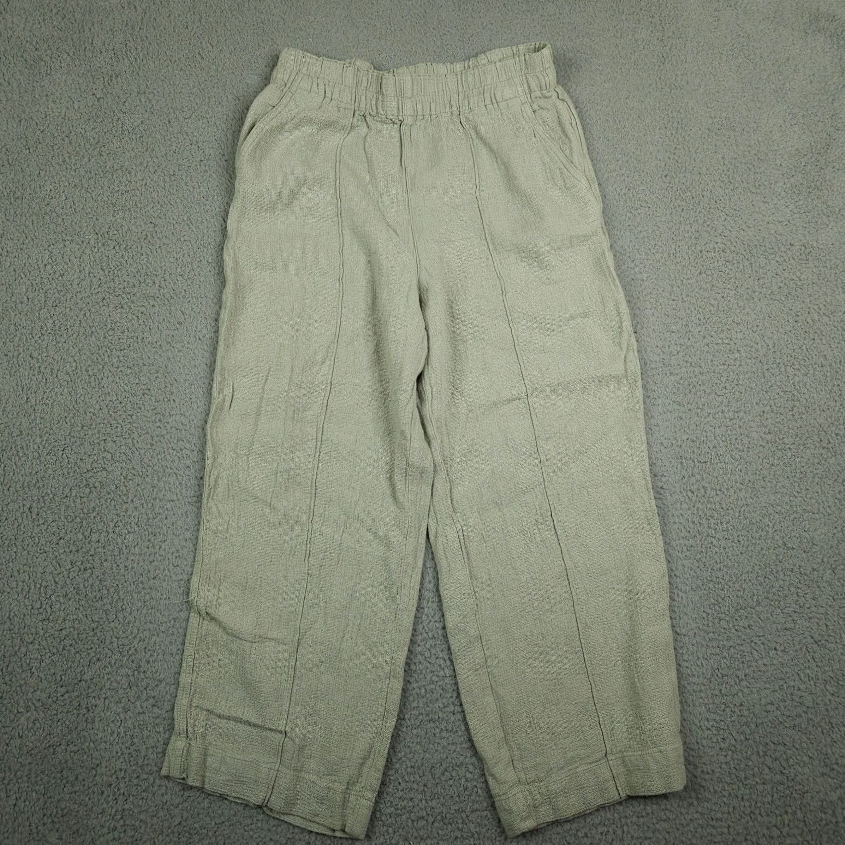 Madewell Madewell Pants Women's Wide-Leg Cropped Sage Green Linen Blend M Casual Outdoor 90s? Size 32" / US 10 / IT 46 - 2 Thumbnail