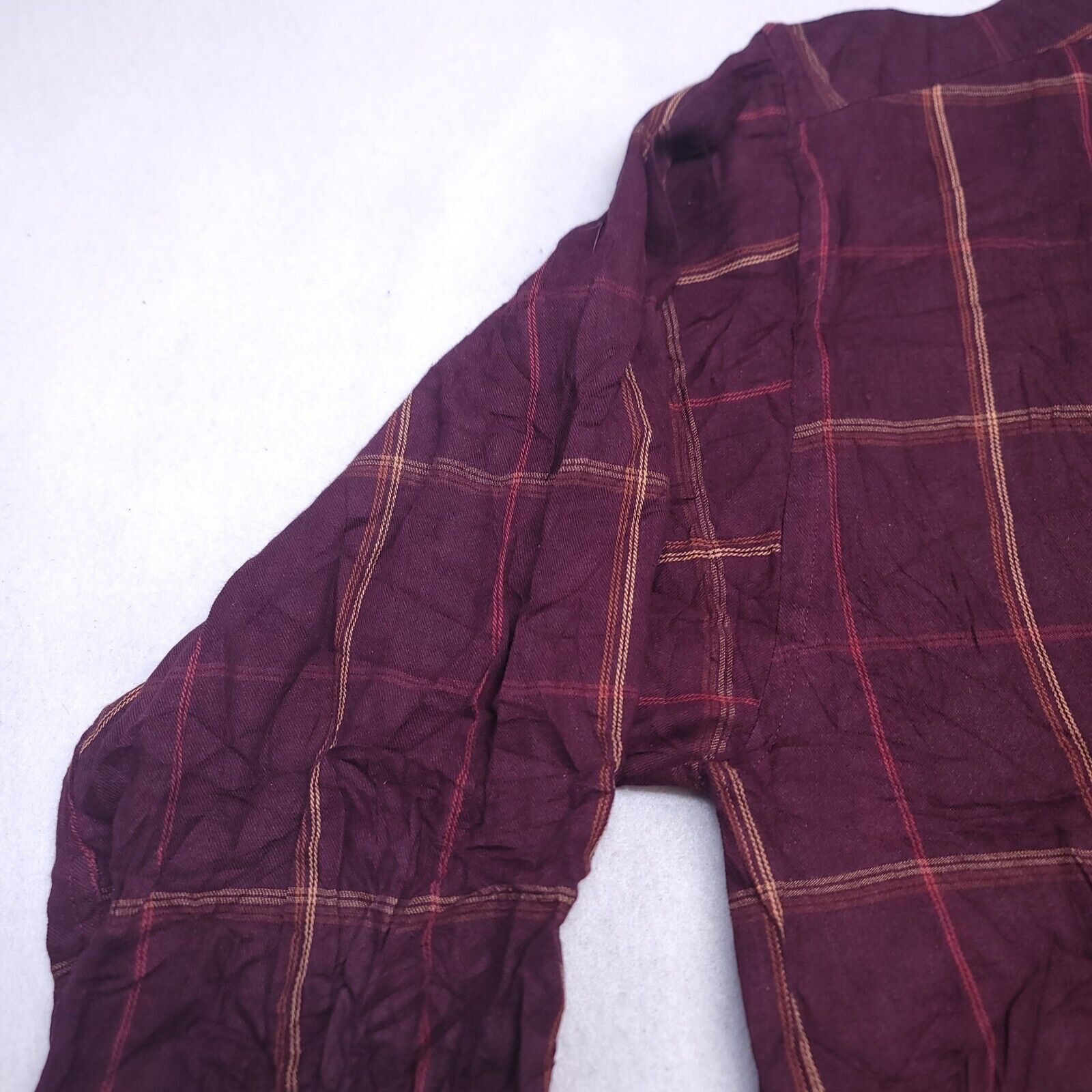 Haggar Haggar Windowpane Flannel Shirt Mens Size Large Maroon Brown Size US L / EU 52-54 / 3 - 4 Thumbnail