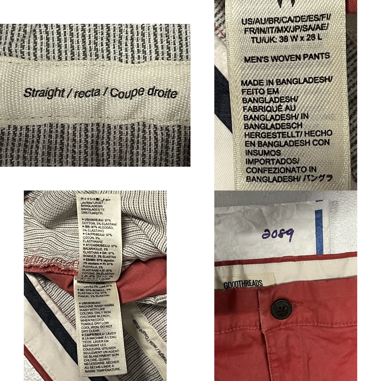 Vintage Goodthreads Pants Men 38 X 28 Chino Straight Red Cotton Blend Stretch Casual Business Travel Shirt? Size US 38 / EU 54 - 8 Thumbnail