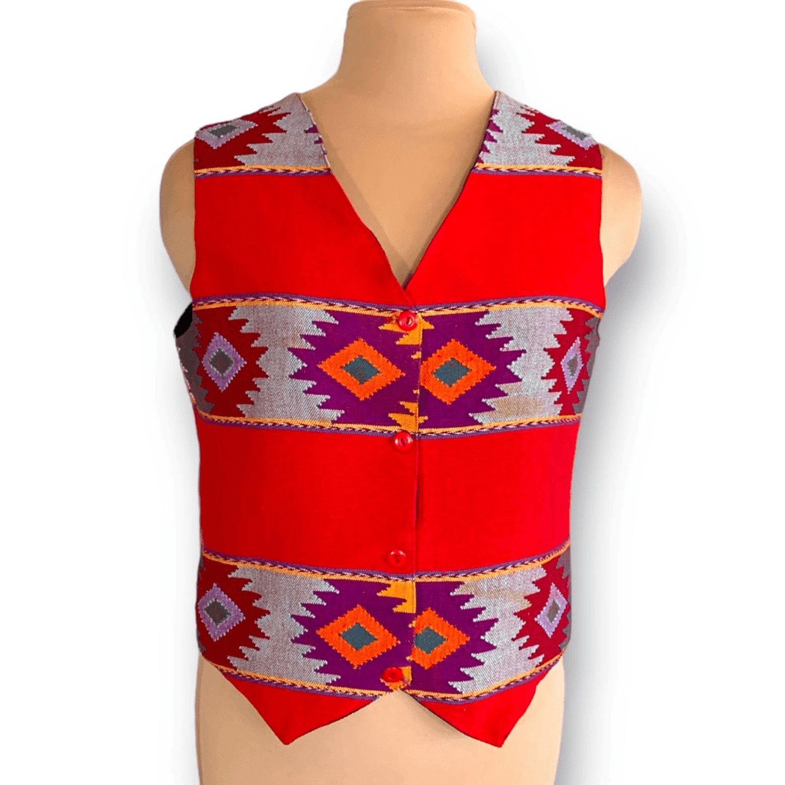 Orvis Vintage Orvis Southwestern Vest Red Geometric Cotton Medium Size M / US 6-8 / IT 42-44 - 12 Thumbnail