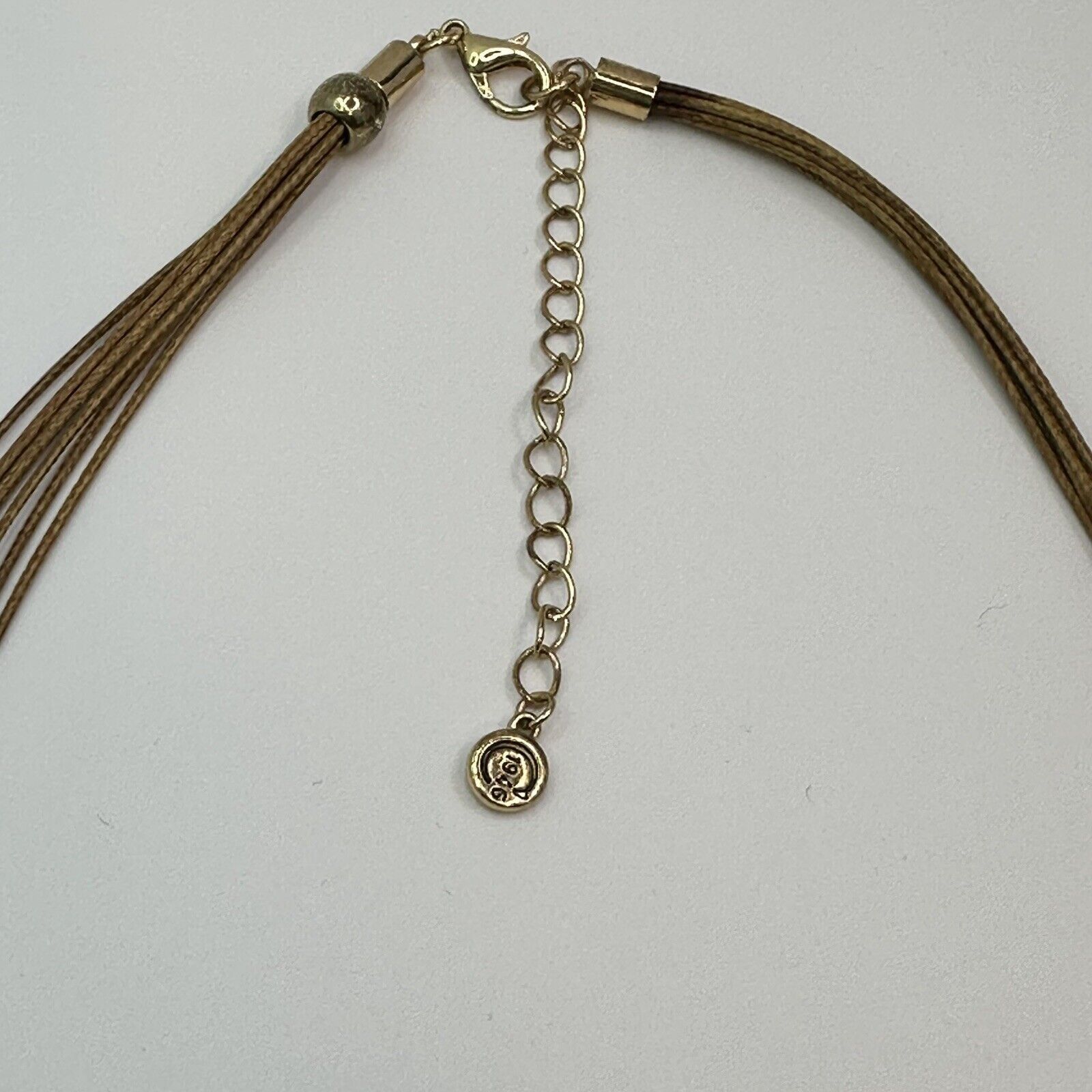 Other C 1946 Signed Gold Tone Gingko Leaves Necklace Leather Cord Size ONE SIZE - 5 Thumbnail