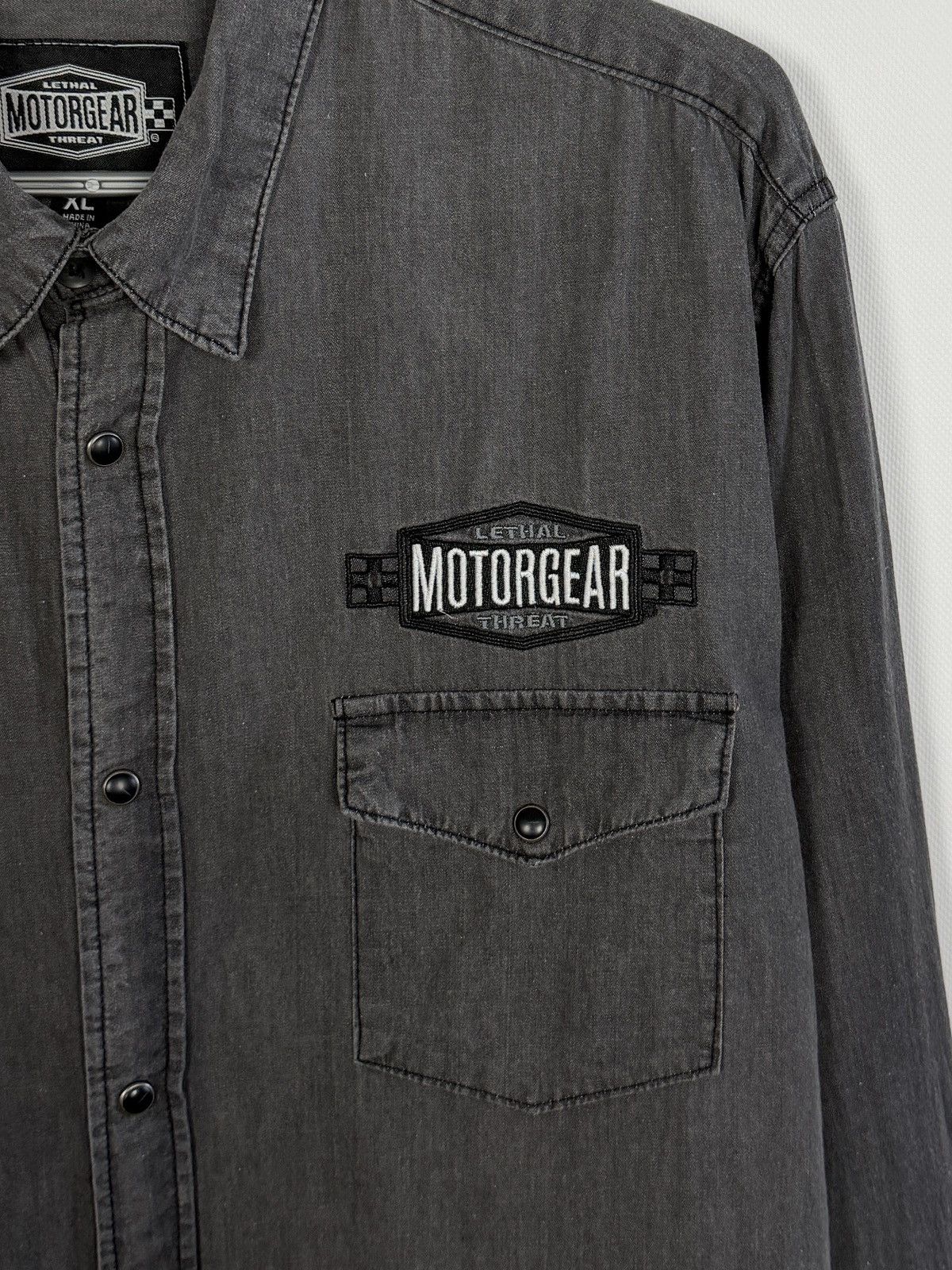 Vintage MotorGear Denim Shirt Eagle Biker Graphic Vintage XL Size US XL / EU 56 / 4 - 7 Thumbnail