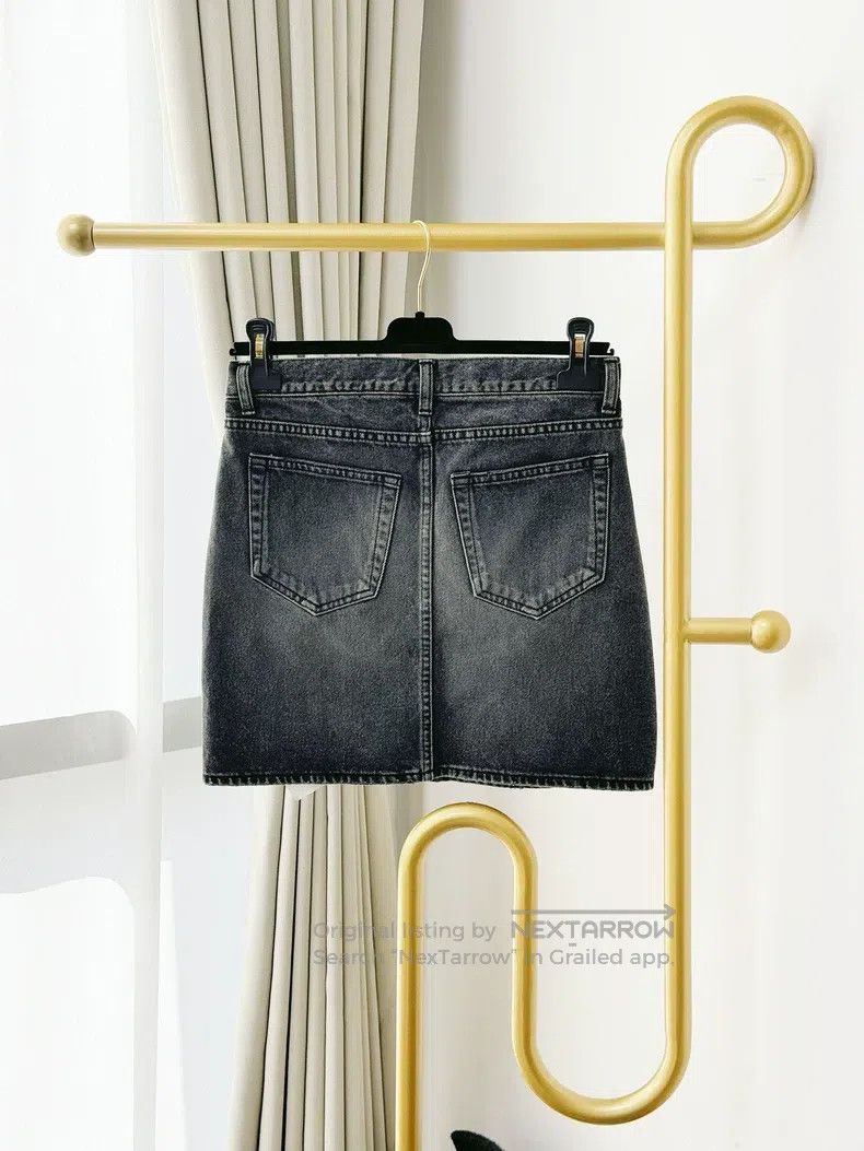 Balenciaga Balenciaga Dark Grey Denim Mini Skirt Size 33" - 2 Thumbnail