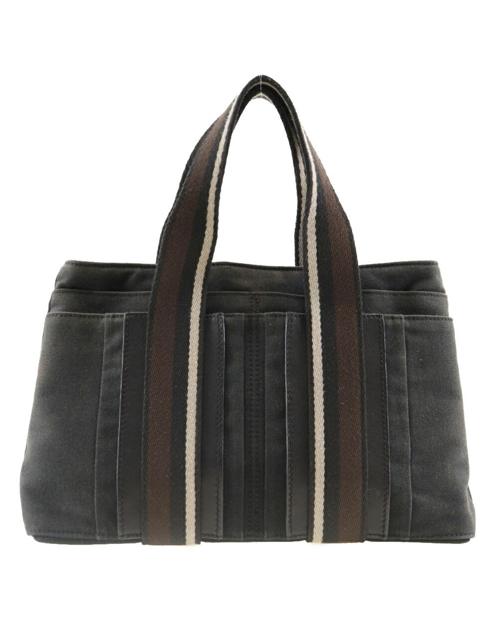 image of Hermes Versatile Canvas Tote Bag in Black, Women's