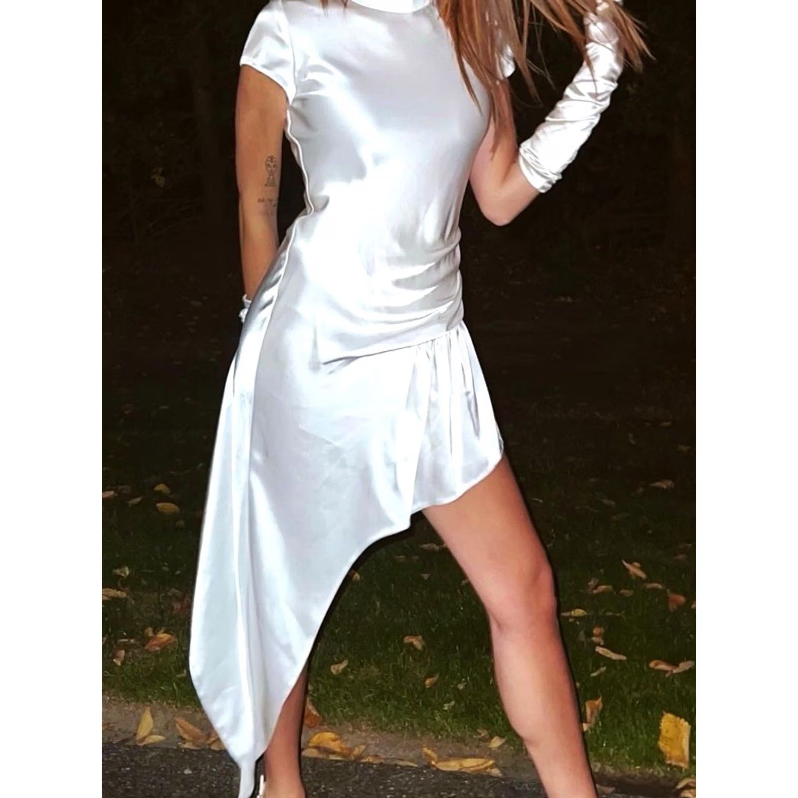 Alexander Wang ALEXANDER WANG Asymmetric Cap Sleeve Dress White Size 4 NWT Size S / US 4 / IT 40 - 2 Thumbnail