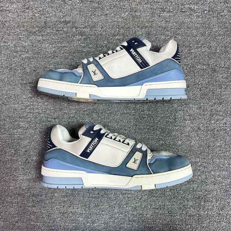 Louis Vuitton Louis Vuitton Blue and White Low-Top Trainers -2508 Size US 8.5 / EU 41-42 - 7 Thumbnail