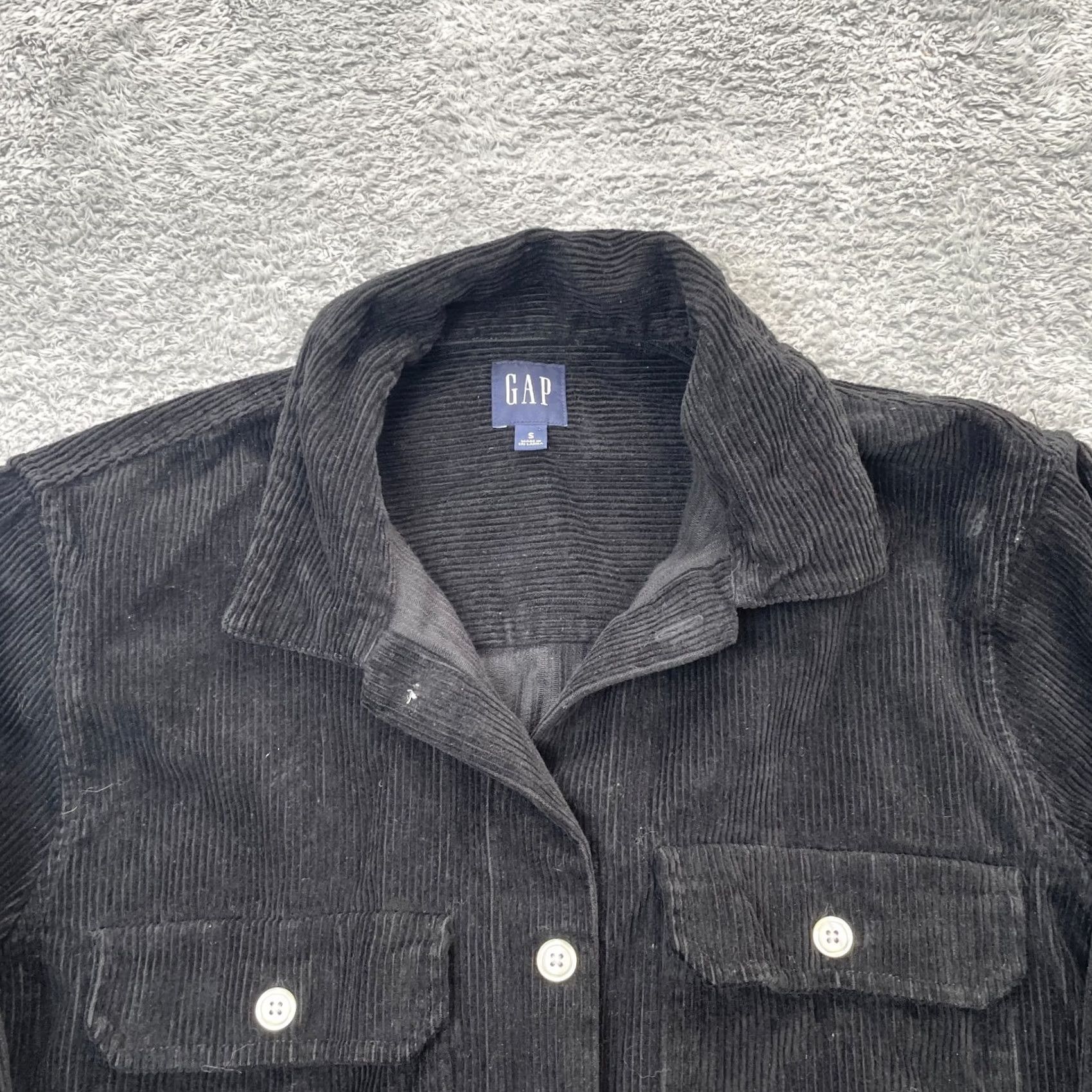 Gap Gap Jacket Womens Small Black Corduroy Coat Cotton Button Front Outdoor Workwear Shirt Womens Short Length Black Corduroy Jacket Size S / US 4 / IT 40 - 6 Thumbnail