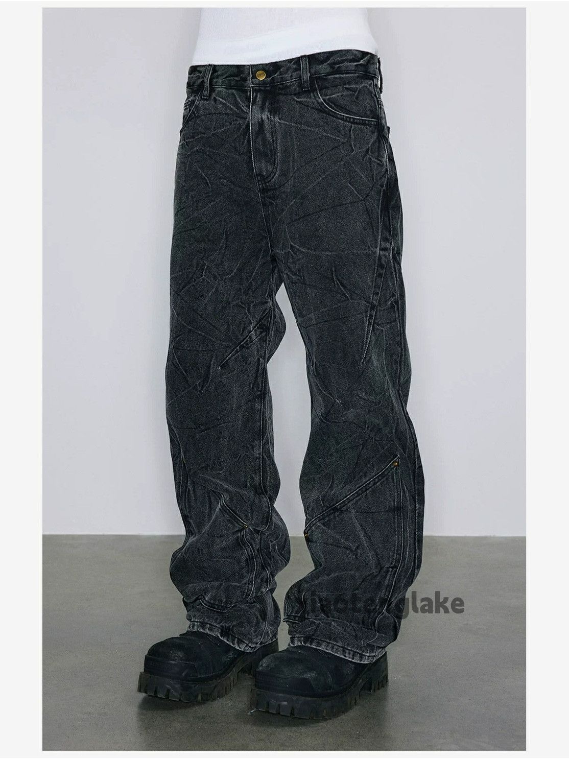 Jean × Vintage loose baggy washed faded y2k pattern hiphop jeans Size US 34 / EU 50 - 12 Thumbnail