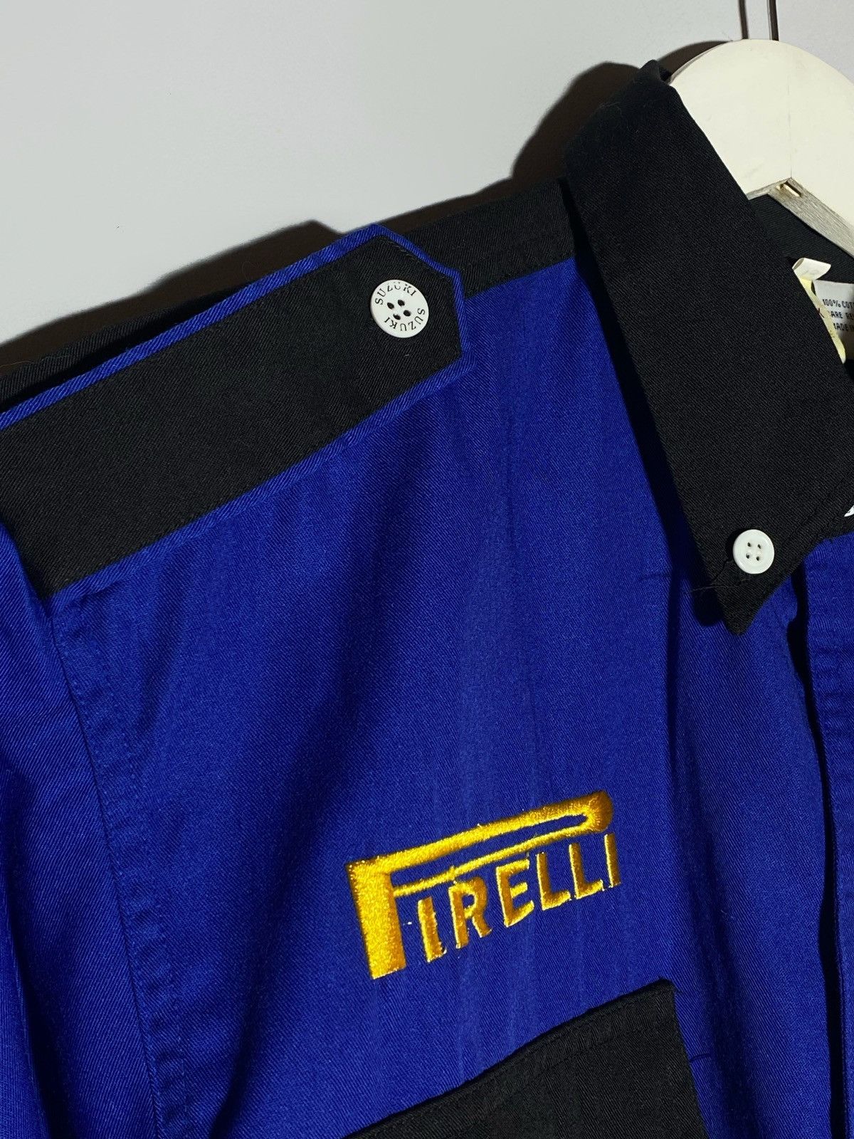 Japanese Brand Vintage Suzuki Pirelli Team racing moto shirt Size US L / EU 52-54 / 3 - 9 Thumbnail