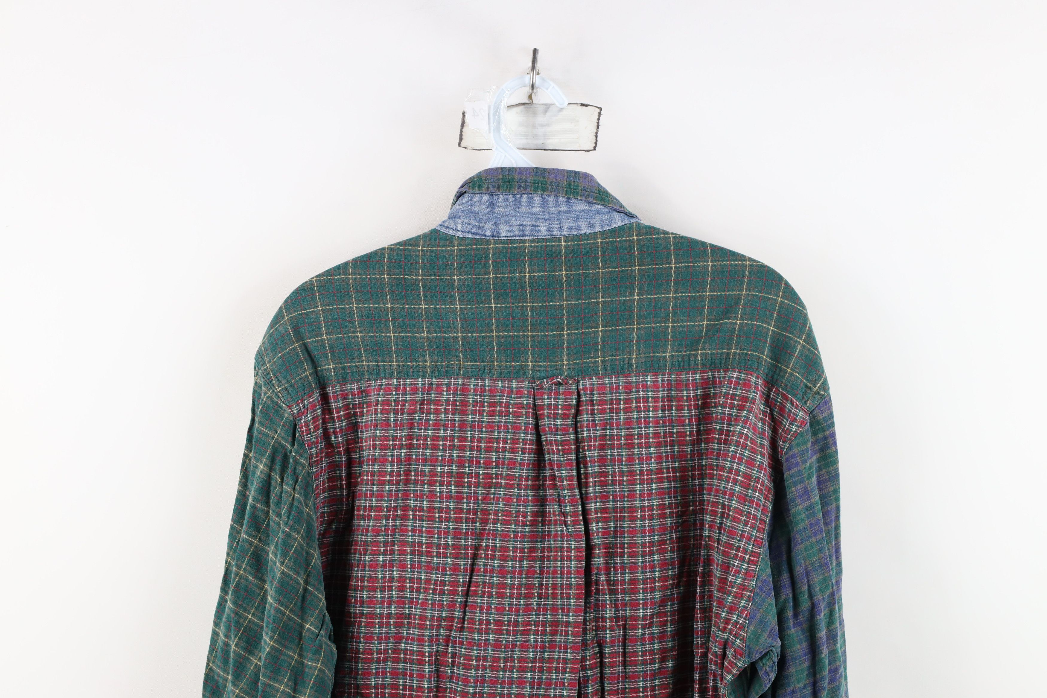 Vintage Vintage 90s Streetwear Cut and Sew Flannel Button Down Shirt Size US M / EU 48-50 / 2 - 11 Thumbnail