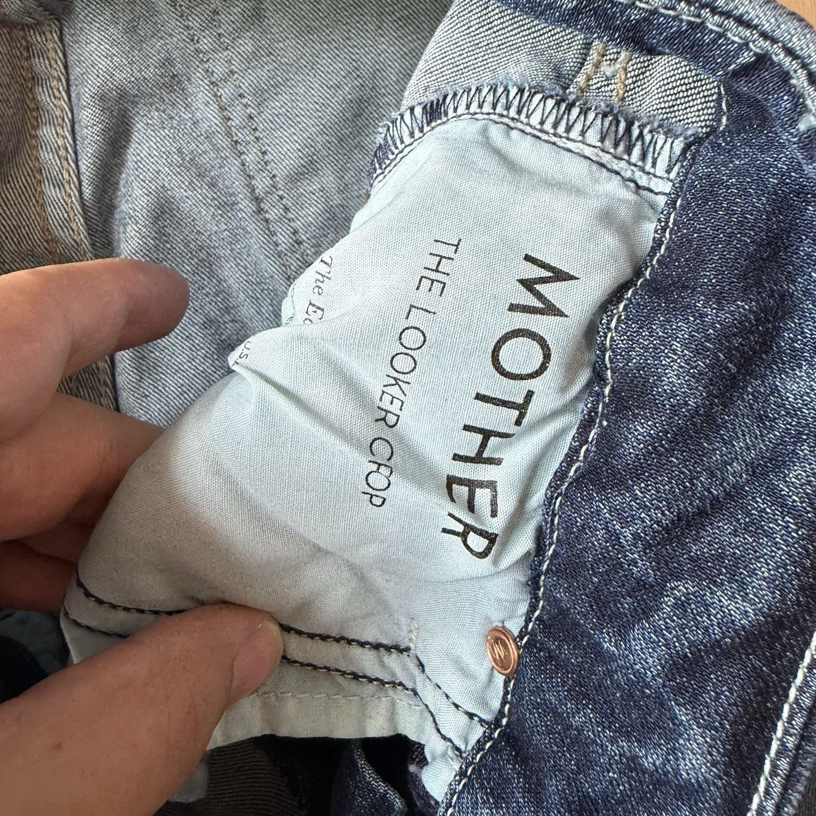 MOTHER Mother Looker Crop Jeans Women's 26 Blue Dark Wash Glam Size 26" / US 2 / IT 38 - 6 Thumbnail