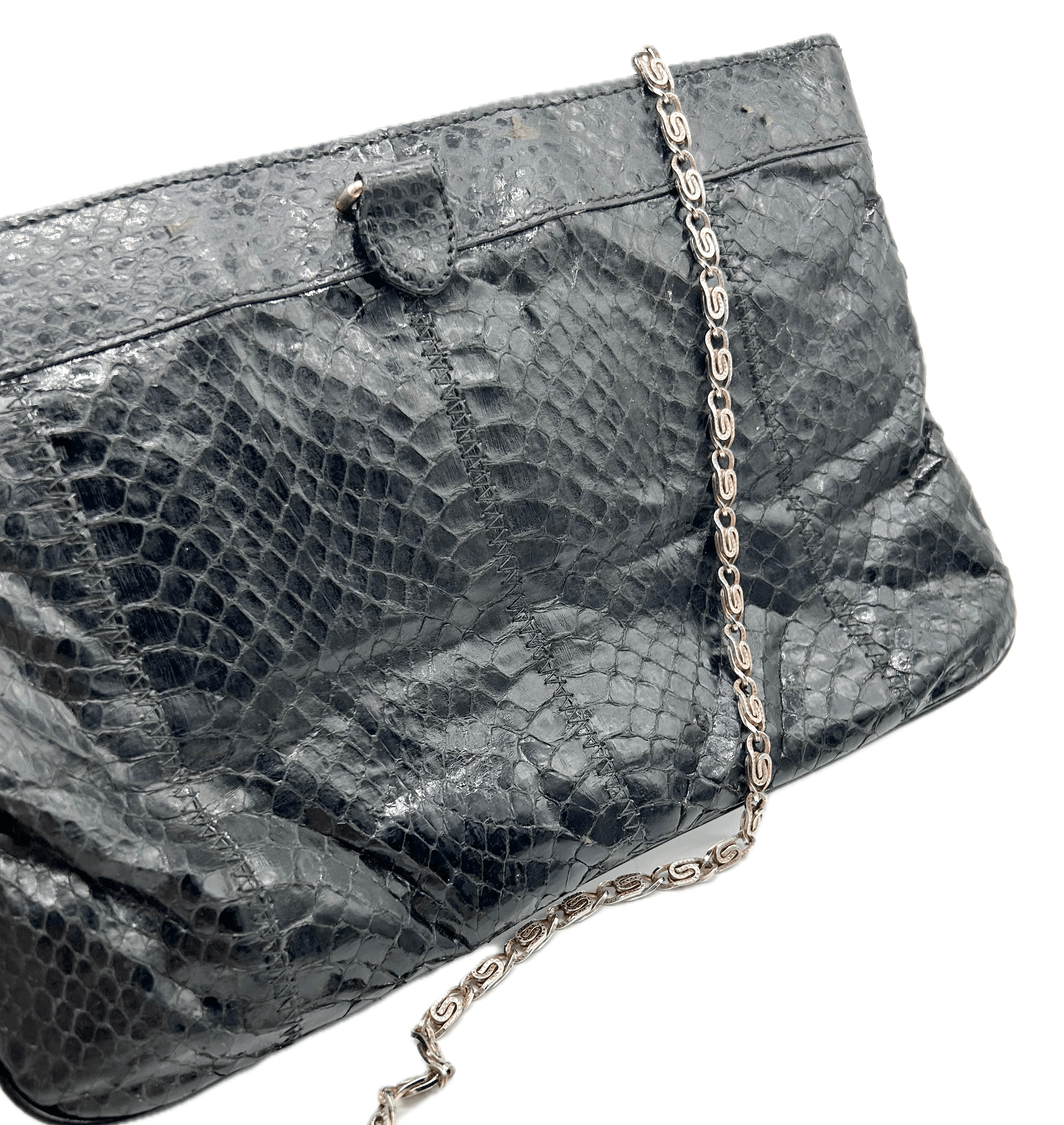 Vintage 1960's Black Snakeskin Purse Size ONE SIZE - 2 Thumbnail
