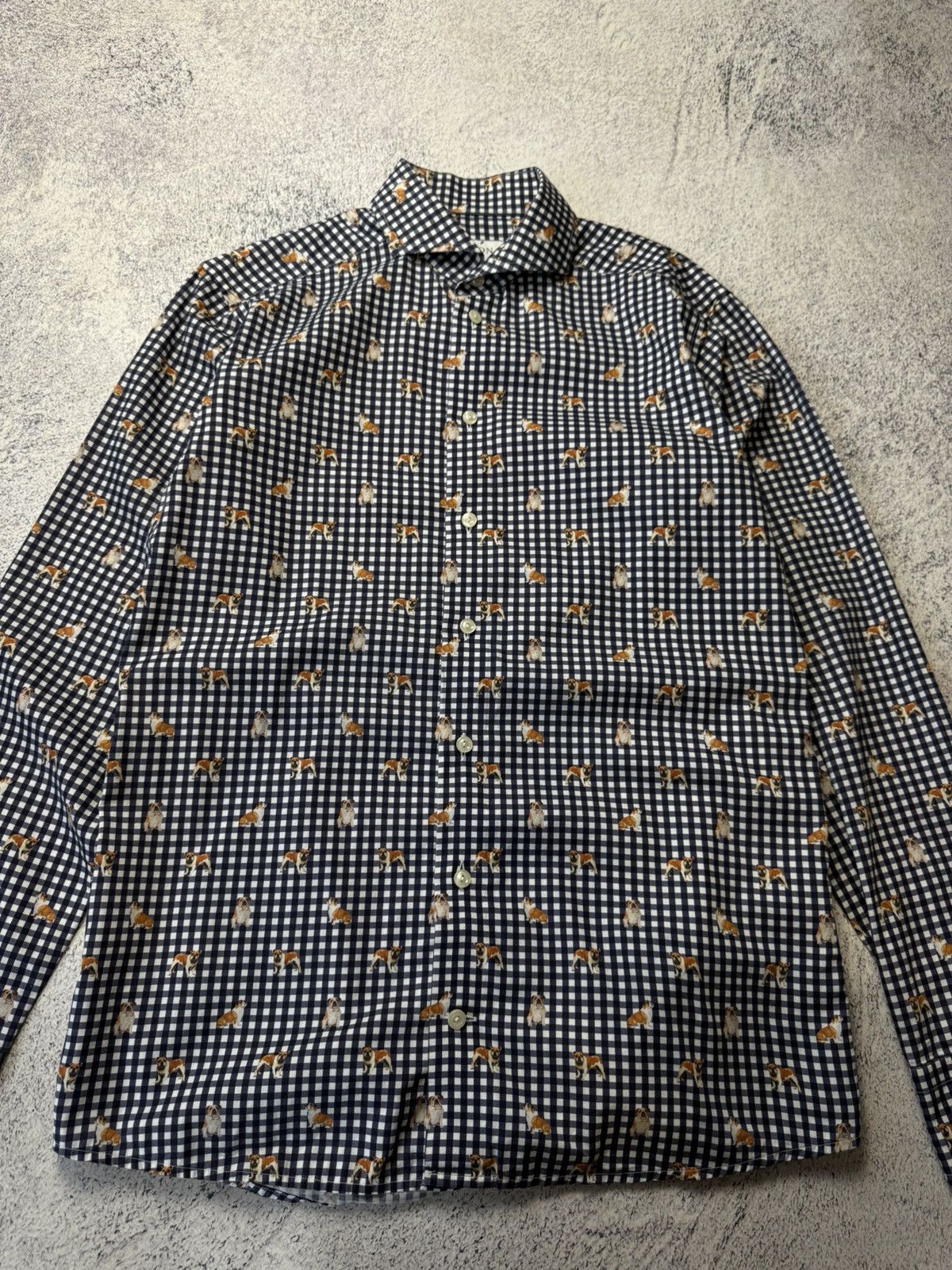 Eton ETON Mens Button Down Monogram Mops Slim Long Sleeve Shirt Size US M / EU 48-50 / 2 - 10 Thumbnail