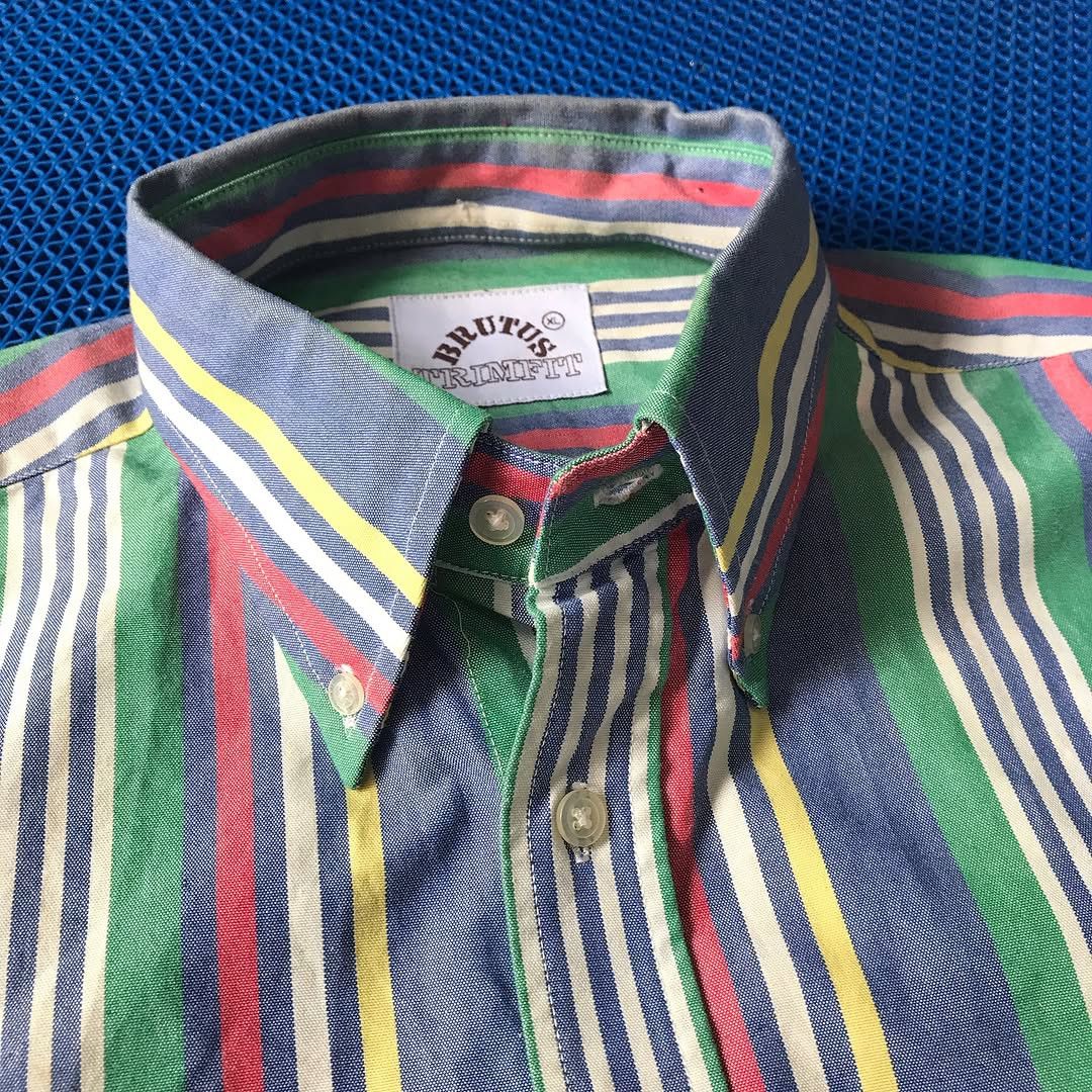 Brutus × Other UK Vintage Brutus Trimfit London the Candy Stripe Oxford Colar Size US XL / EU 56 / 4 - 6 Thumbnail