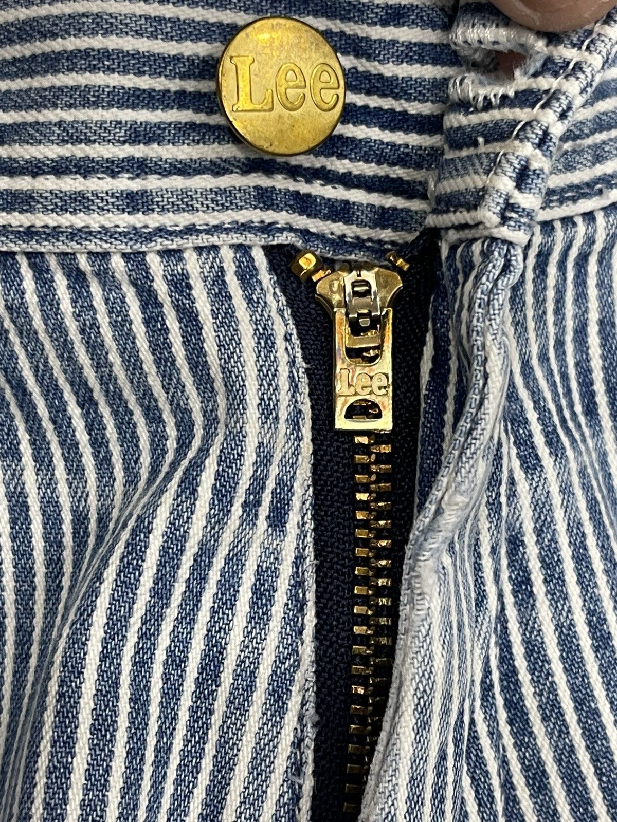 Lee Lee Hickory Stripe Carpenter Pants Union Made Sanforized Size 28" / US 6 / IT 42 - 6 Thumbnail