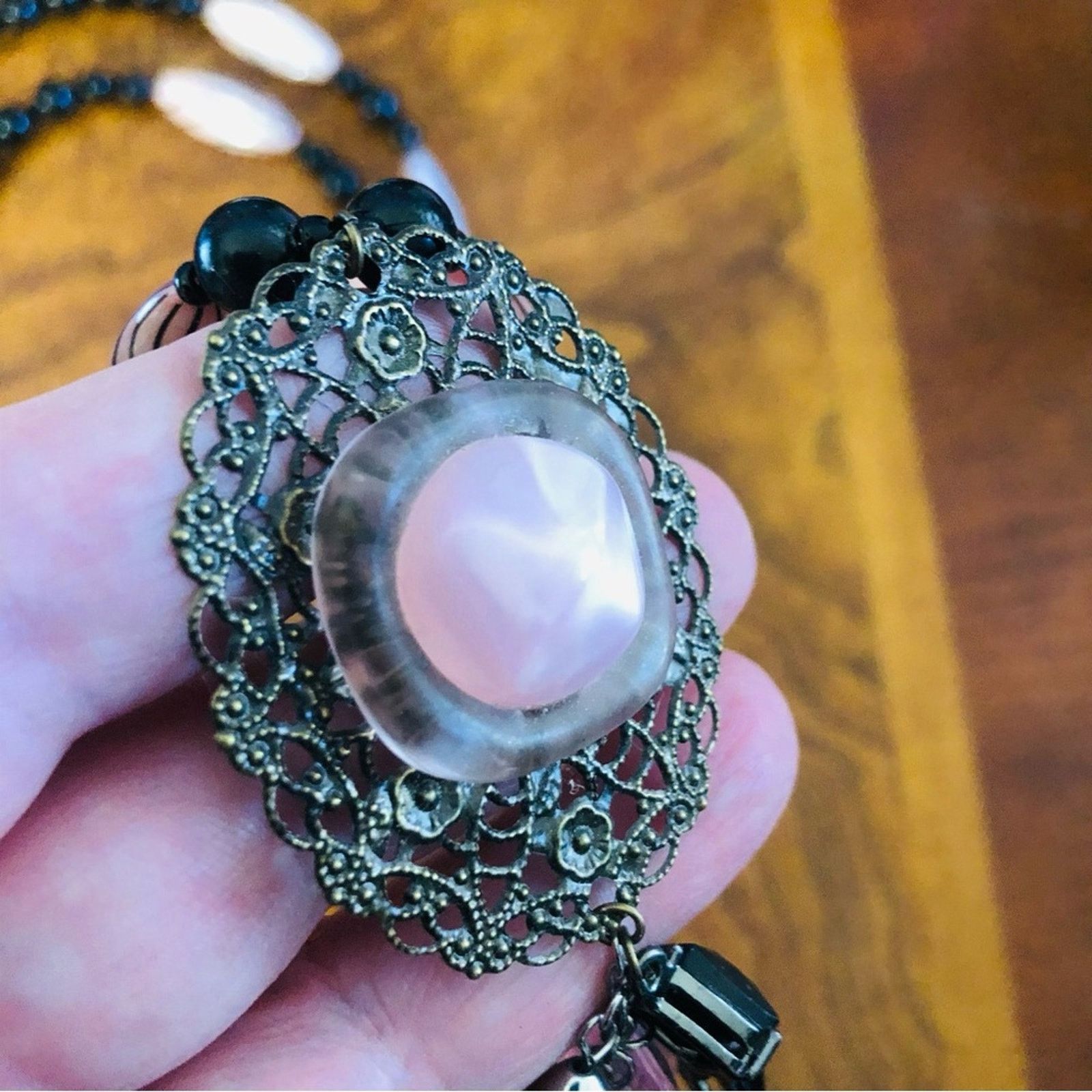Handmade Handcrafted repurpose natural shell beaded pendant necklace Size ONE SIZE - 8 Thumbnail