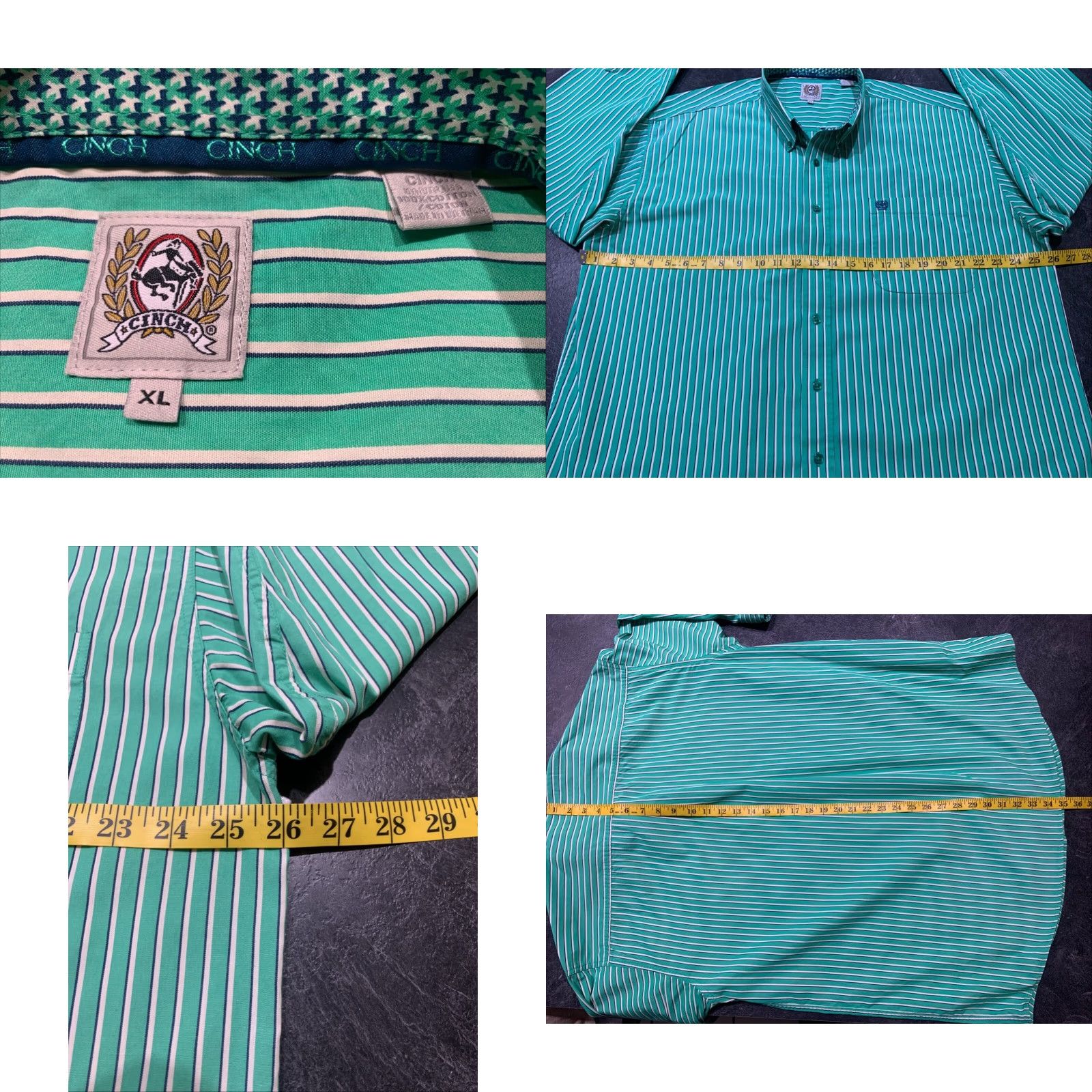 Vintage Cinch Green Striped Button-Down Collar Shirt XL Long Sleeve Mens Classic Western Size US XL / EU 56 / 4 - 8 Thumbnail