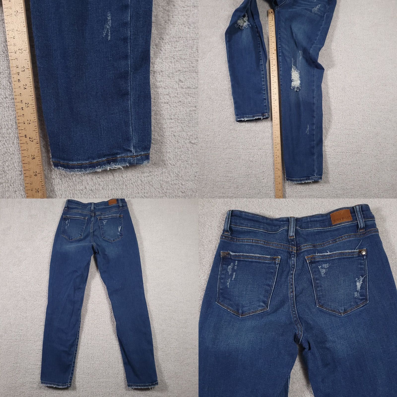 Denime Judy Blue Jeans Women's Blue Slim Fit Stretch Denim Mid-Rise 3/26 Distressed Size 26" / US 2 / IT 38 - 8 Thumbnail