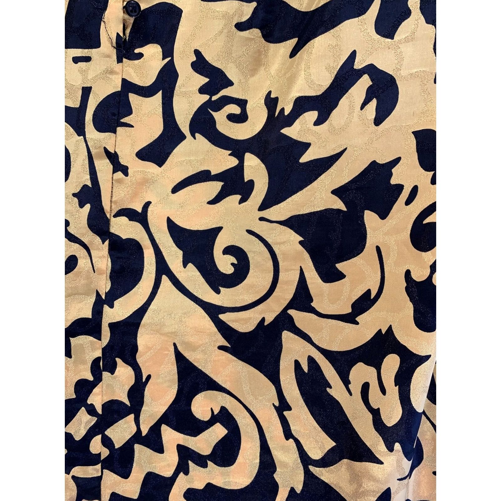 Anne Klein VINTAGE Ann Klein For New Concepts Gold/Black High Neck Blouse Top Sz 6 Womens Blouse Gold Black 1980s Size M / US 6-8 / IT 42-44 - 5 Thumbnail