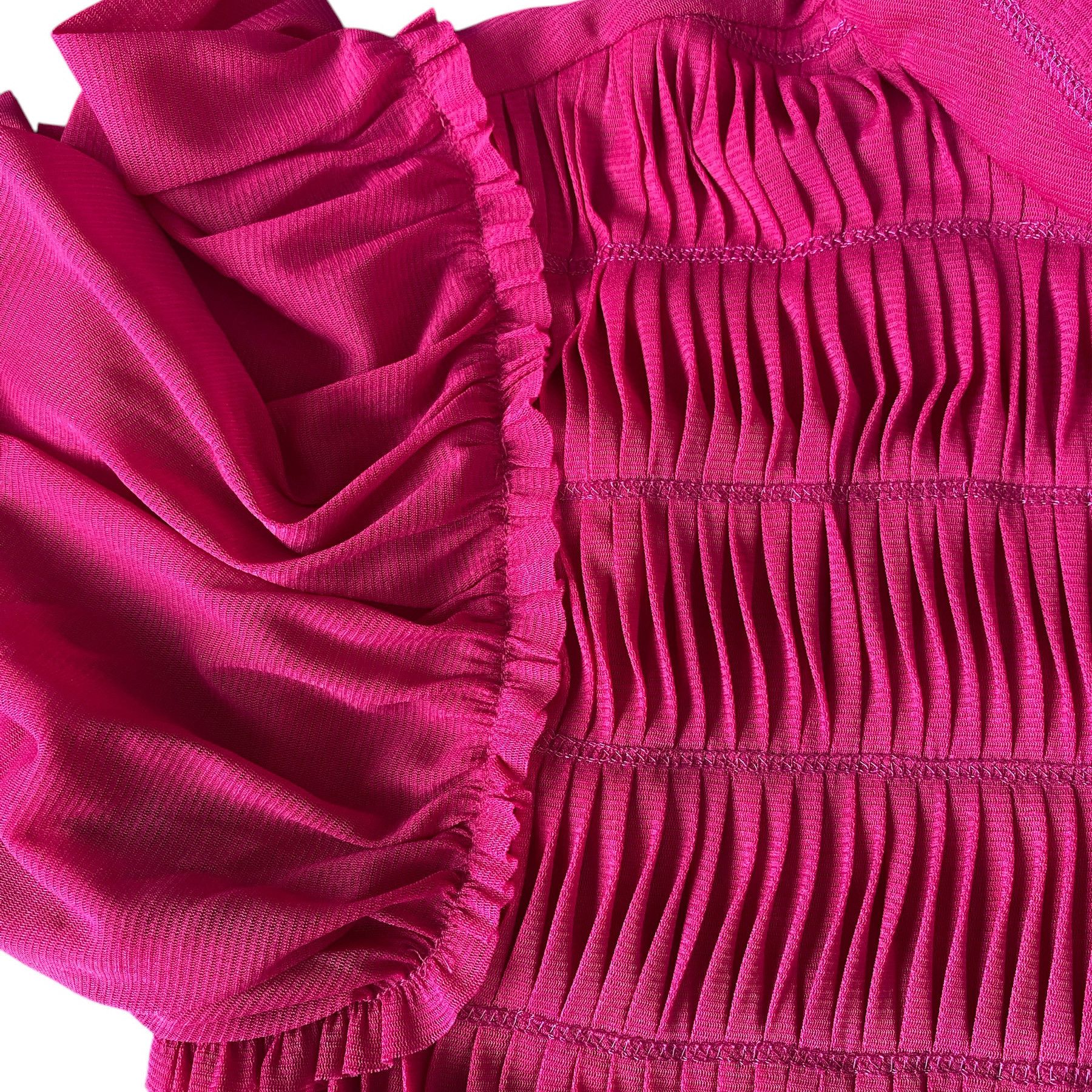 Vivienne Tam Pink Gathered Pleated High Neck Top Size XS / US 0-2 / IT 36-38 - 6 Thumbnail