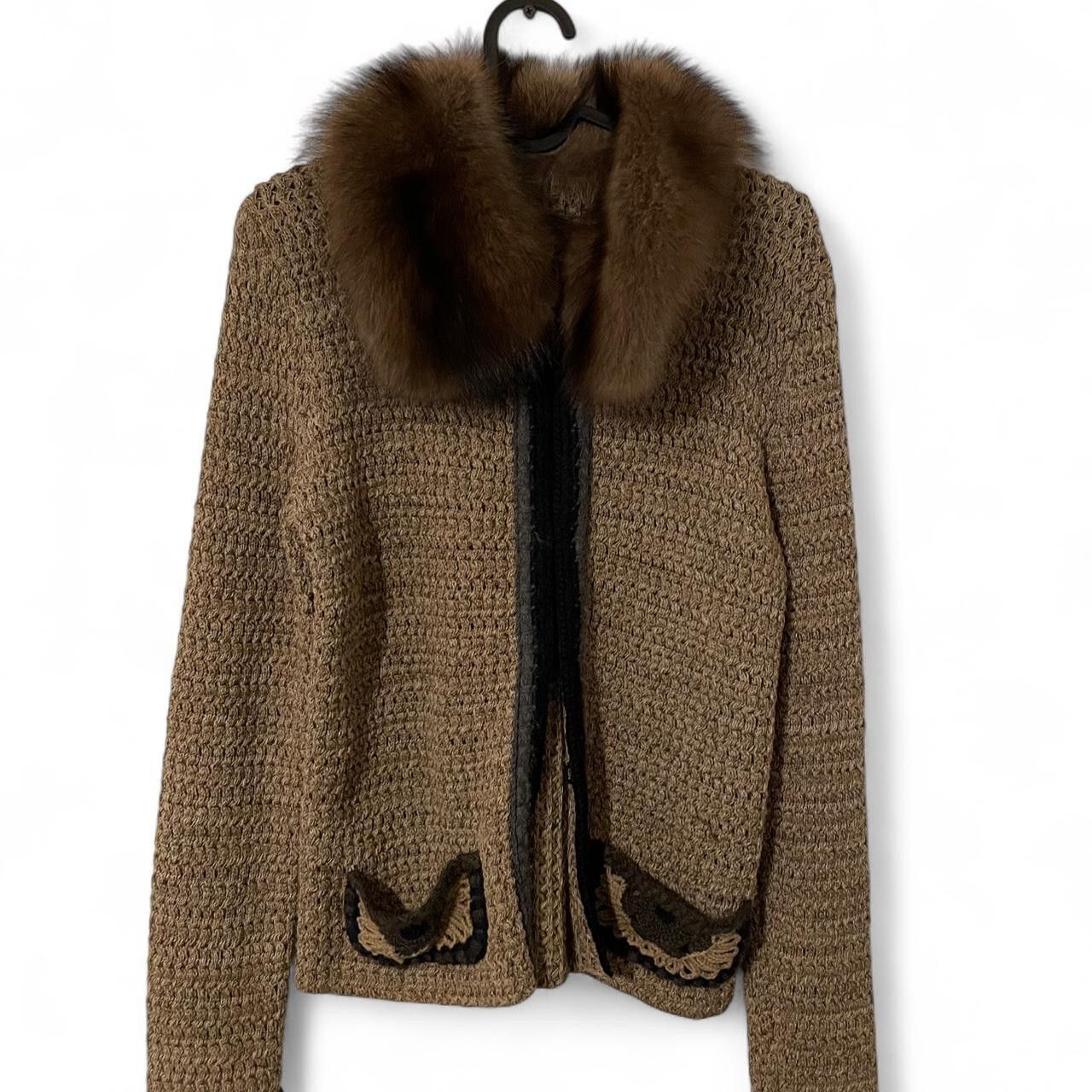 Prada Prada Wool Cardigan With Fur Collar Size M / US 6-8 / IT 42-44 - 1 Thumbnail